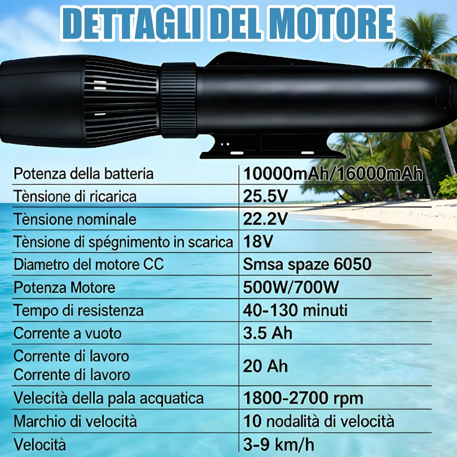 Moto d'Acqua Gonfiabile Elettrica 700W 10000mAh 16000mAh 3-9km/h 40-130min 9 velocità Mare Lago