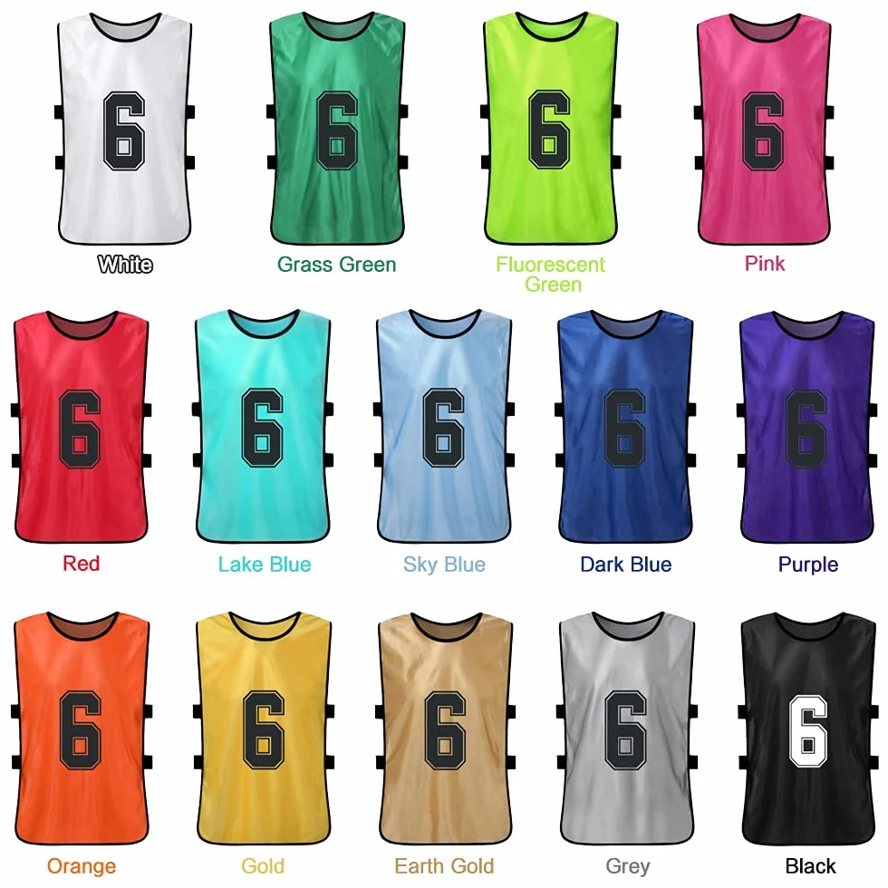 Maglie da Calcio Numerate 12 PCS Adulti Soccer Pinnies Quick Drying Training Gilet Sportivo