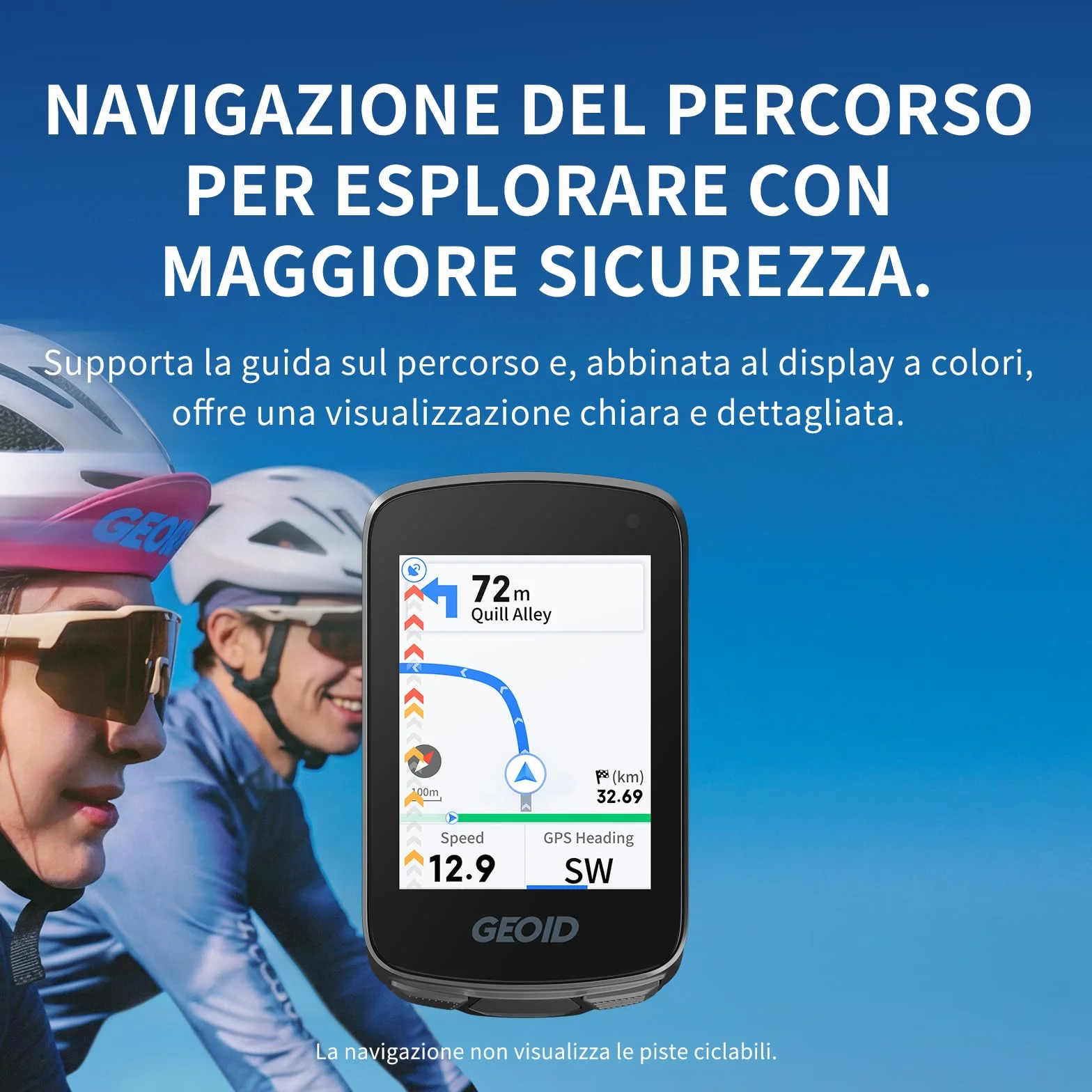 GEOID CC700 GPS Ciclocomputer Bici Senza Fili 2,8 Pollici Schermo a Colori Navigazione Tracciato ANT+ Bluetooth IPX7 Impermeabile Autonomia 15-25 Ore