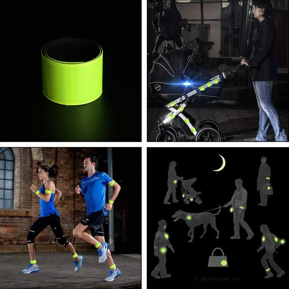 Bande Riflettenti, Bracciali Sportivi Riflettenti ad Alta Visibilità da Polso/Caviglie