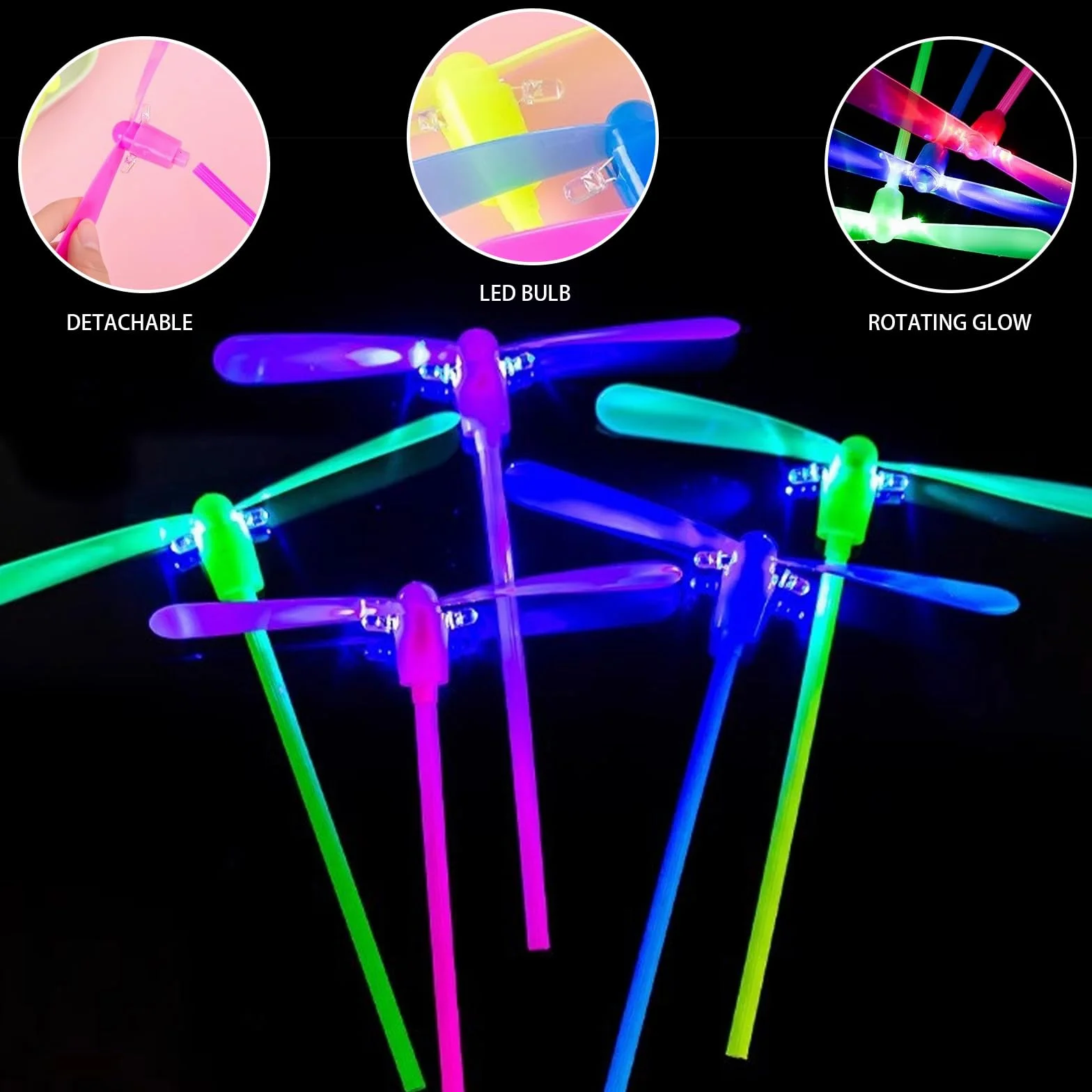 LUKIUP 24 Pezzi LED Luminoso Volante Elicottero Disco Volante con Elica LED Bomboniera Feste Compleanno