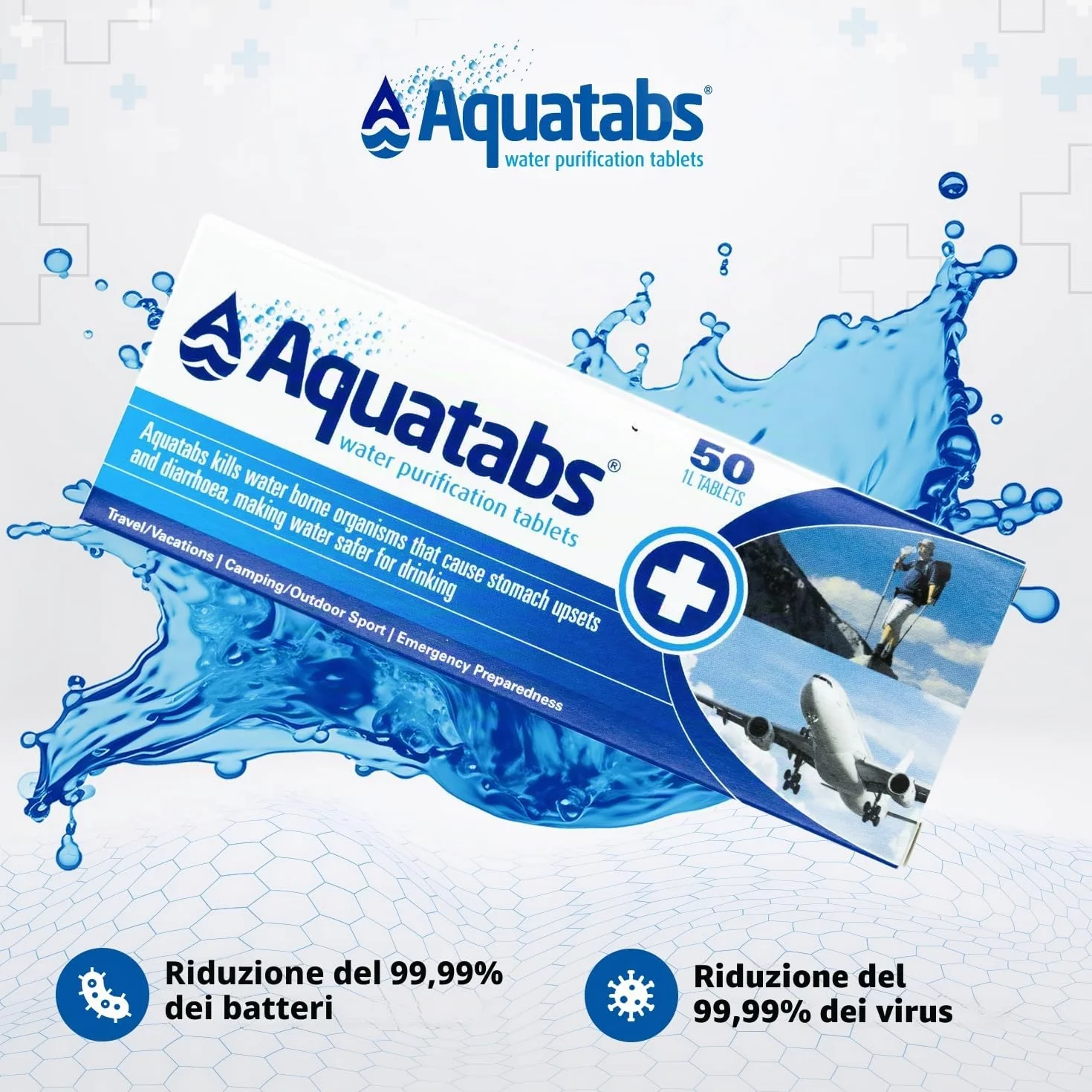 Martinez Albainox Aquatabs 50 Pastiglie Purificare Acqua Trekking
