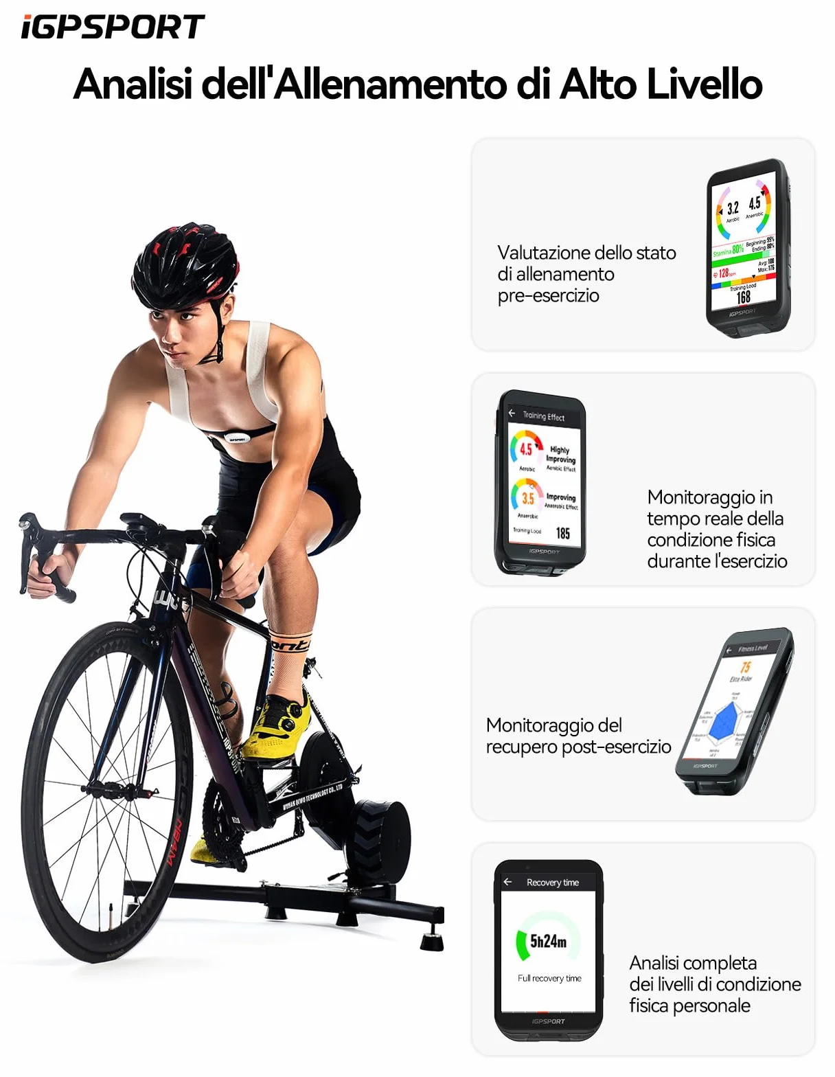 iGPSPORT iGS800 Ciclocomputer GPS Ciclismo 3.5" Schermo LCD a Colori 50 Ore Batteria Mappe Offline WiFi 32GB