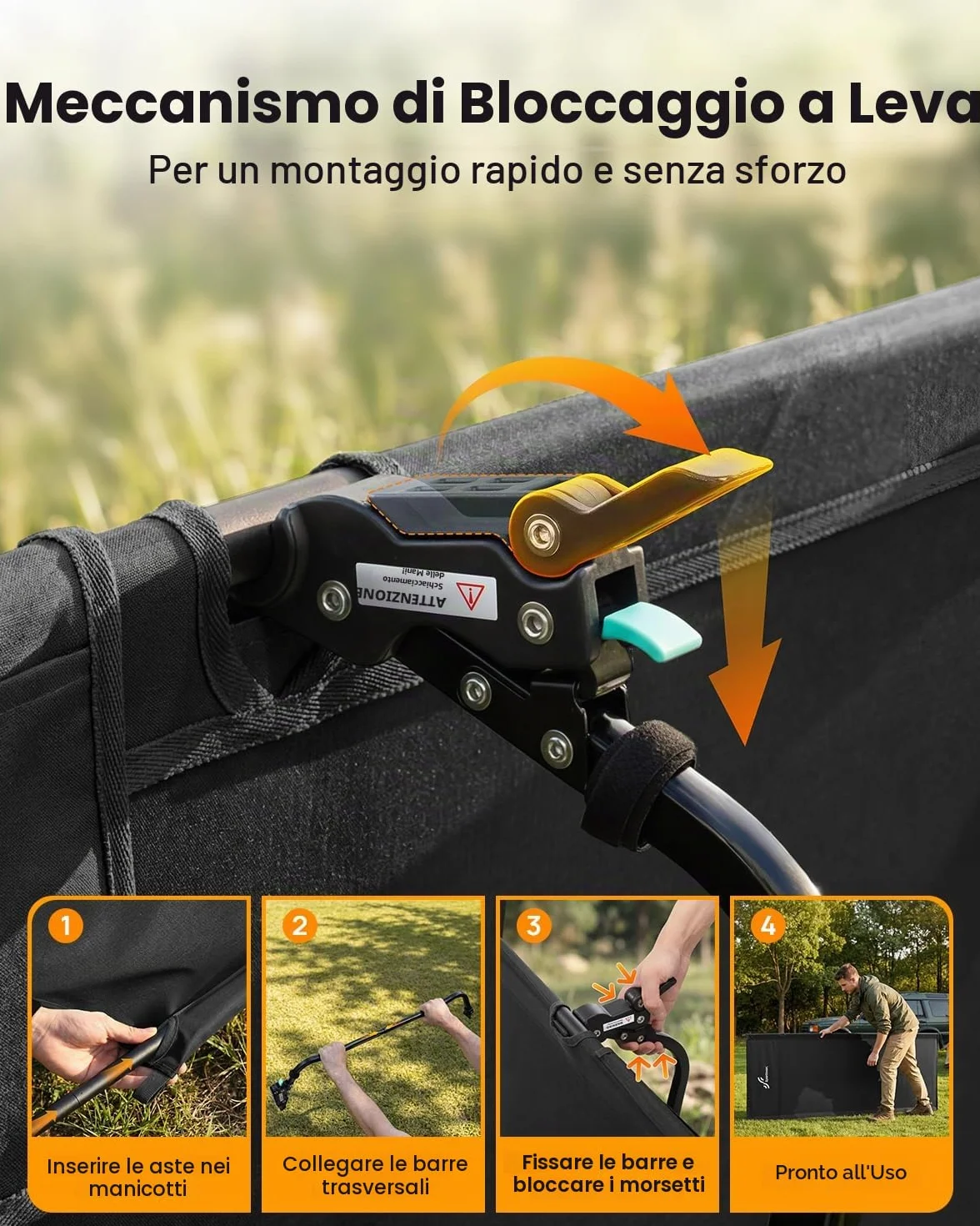 Sportneer Lettino da campeggio pieghevole 80 cm extra largo compatto con tasca laterale leggero