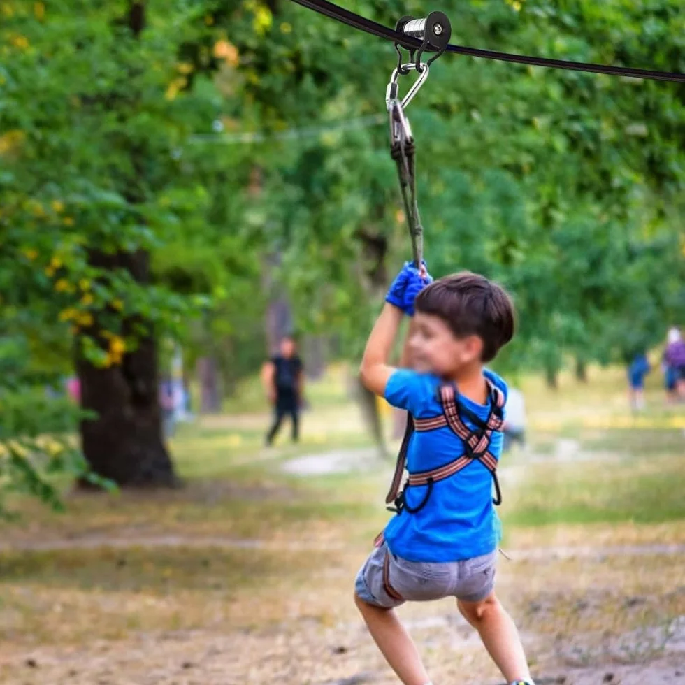 Kit Zipline Slider per adolescenti, Zip Pulley per Slackline, esterni