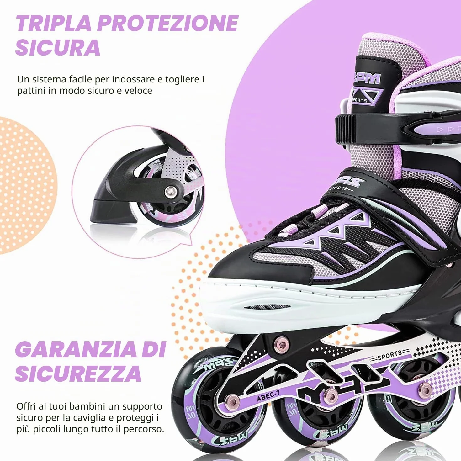 Pattini in linea Cytia 2PM SPORTS Ragazza Regolabili Ruote PU 82A Bambini