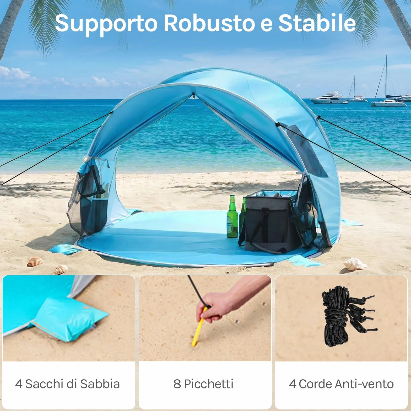 WolfWise Tenda Pop up Istantaneo, Spiaggia UPF 50+, Tenda Automatica Portabile Riparo dal Sole per Famiglia/Pesca/Trekking/Picnic
