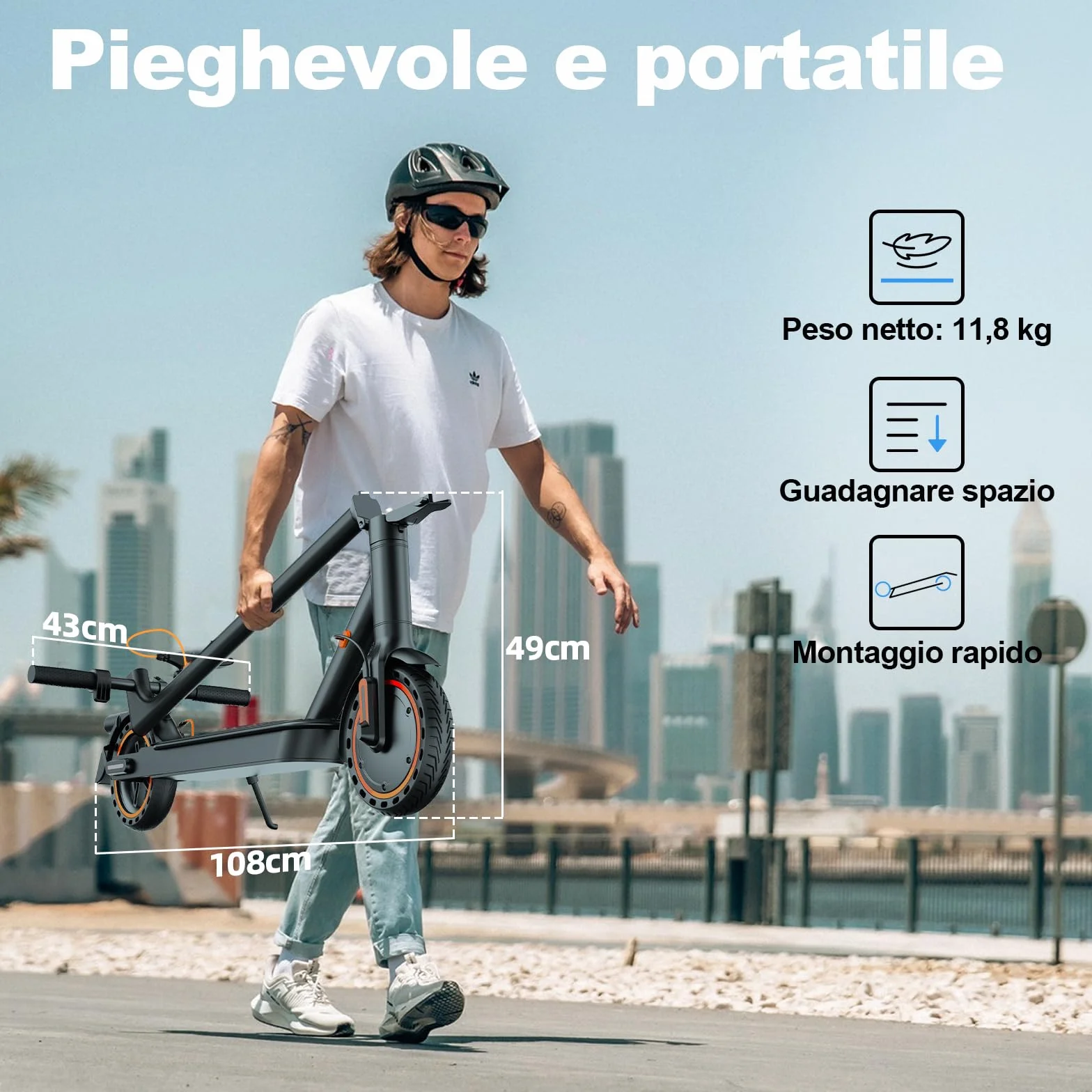 Monopattino Elettrico Adulto Ultraleggero 35KM Autonomia 25 Km/h 350W 8.5" Pneumatici Solidi Pieghevole