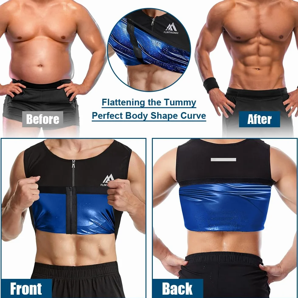 Flintronic Gilet Sauna Uomo Modellante la Sudorazione per Allenamento Fitness Sportivo Body Shaper