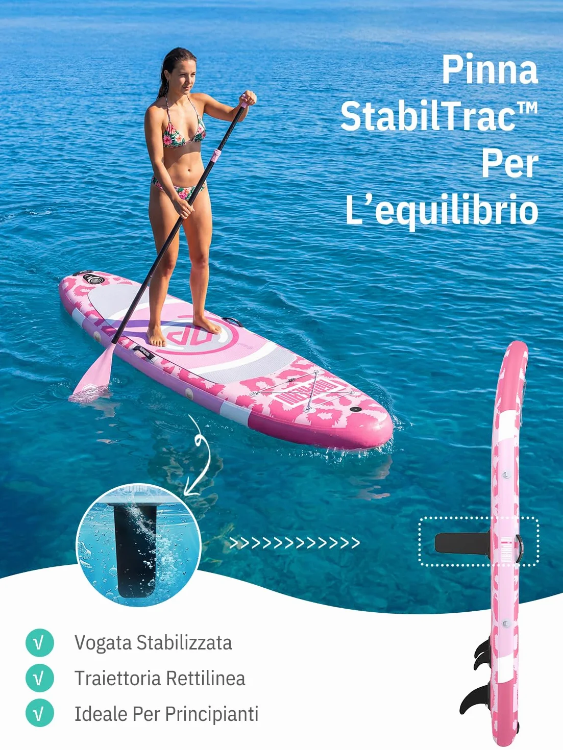 Niphean SUP Gonfiabile con Sedile Ultraleggero Tavola SUP per Donne Pinna StabilTrac Antiscivolo per Yoga Animali Domestici