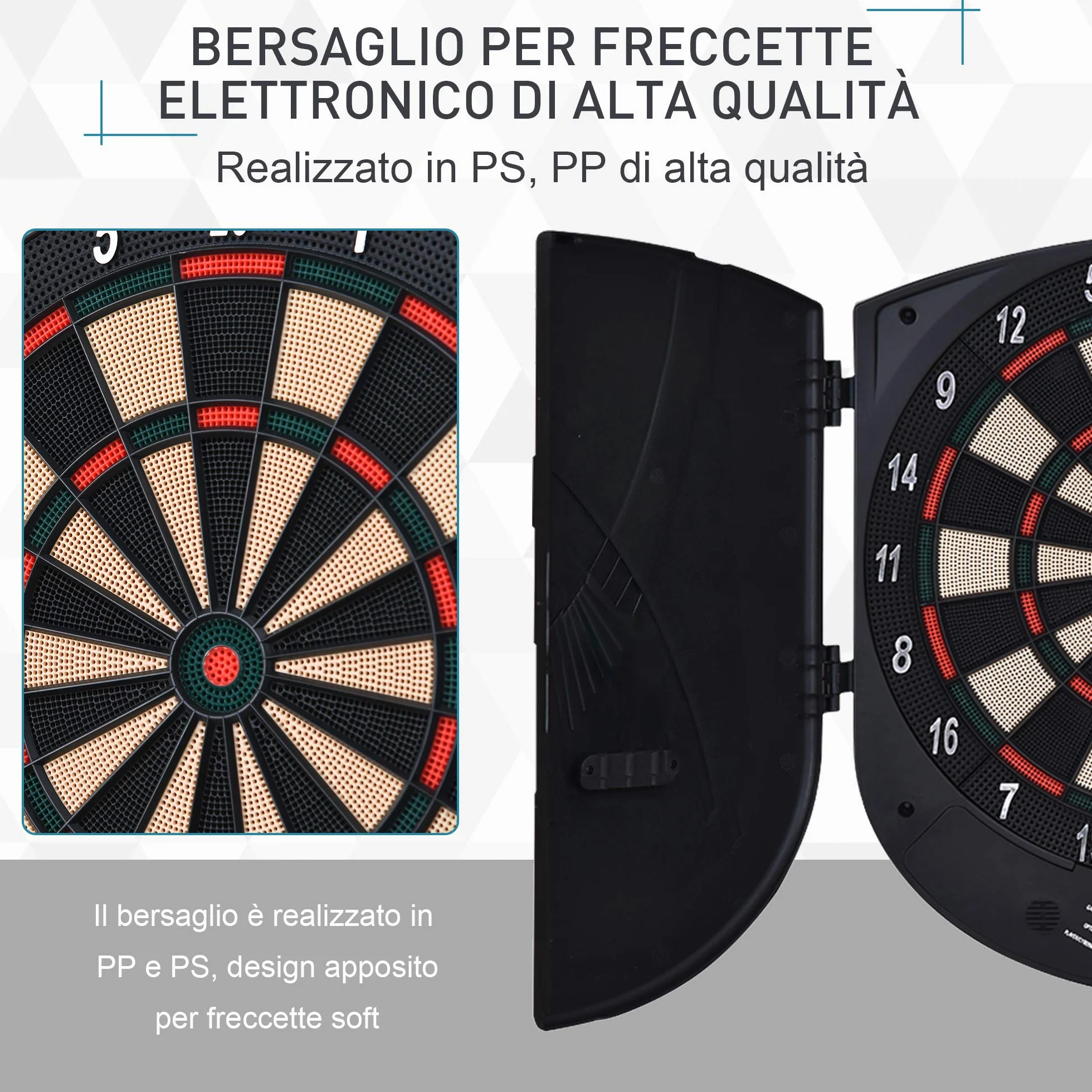 HOMCOM Bersaglio Freccette Elettronico 8 Giocatori 6 Freccette Schermo LCD 26 Modalità Gioco