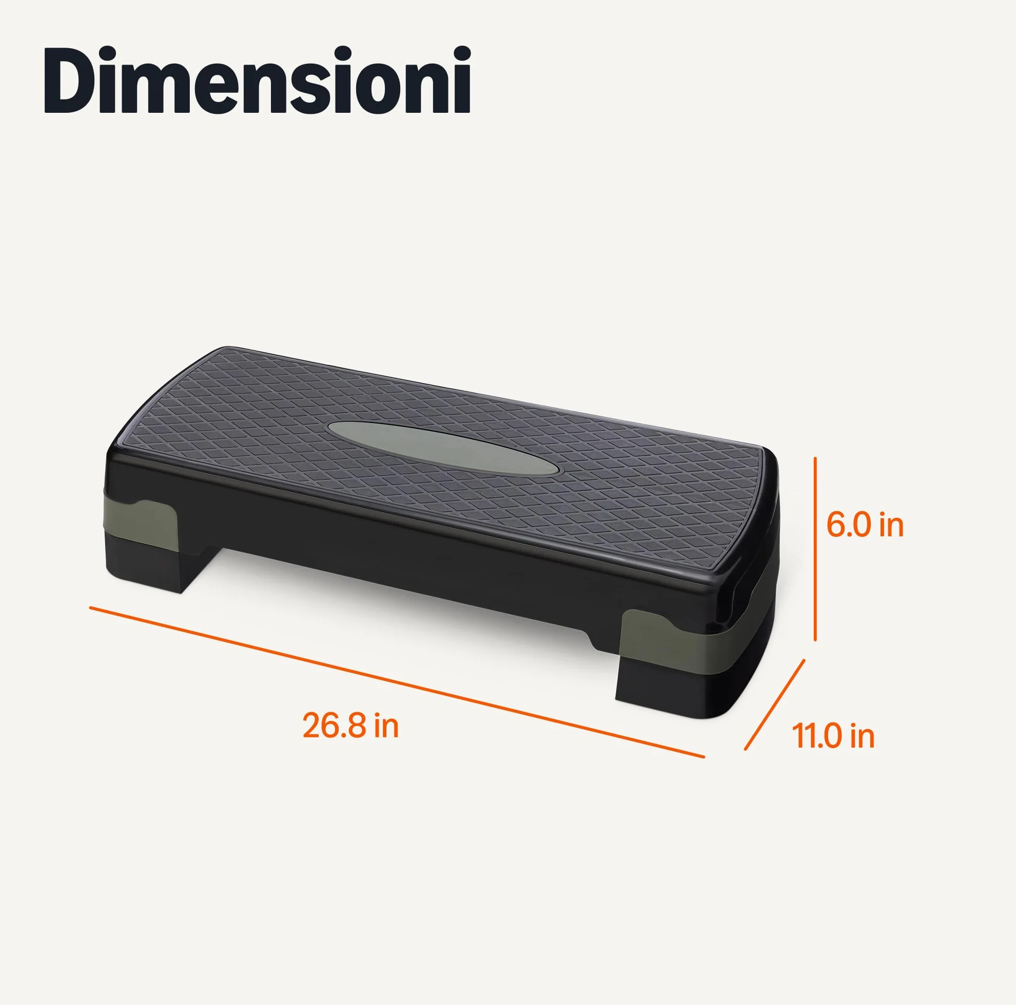 Amazon Basics Pedana Step per Aerobica, Stepper Regolabile 68.58cm Nero/Grigio
