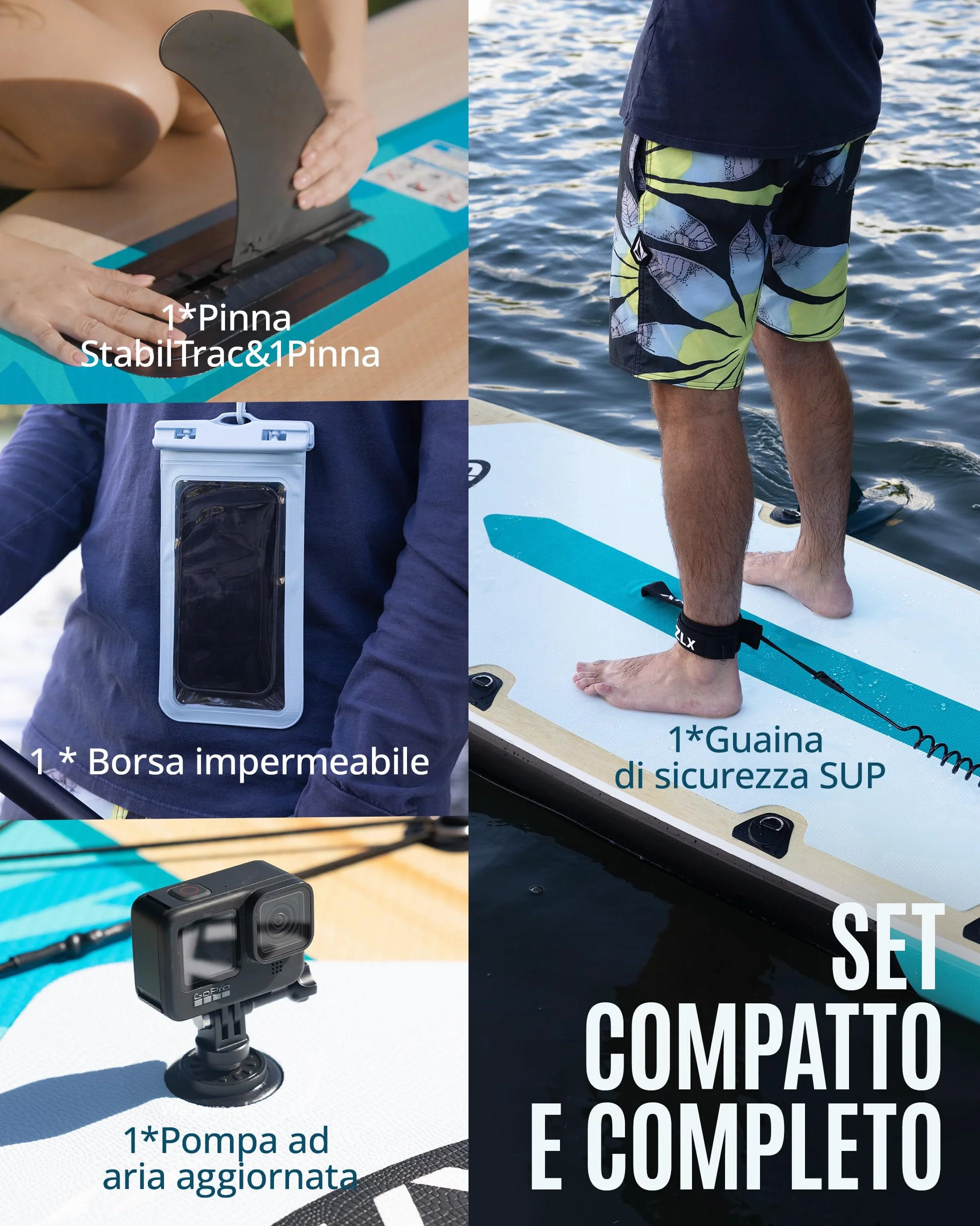 ZLX Sup Gonfiabile 350x83cm,SUP Touring Con Accessori Completi, Tavola SUP Max 230 Kg, Pinna Centrale Unica, Pad Deck Antiscivolo, Tavola SUP Gonfiabile Per Adulti, Principianti, Tutti I Livelli