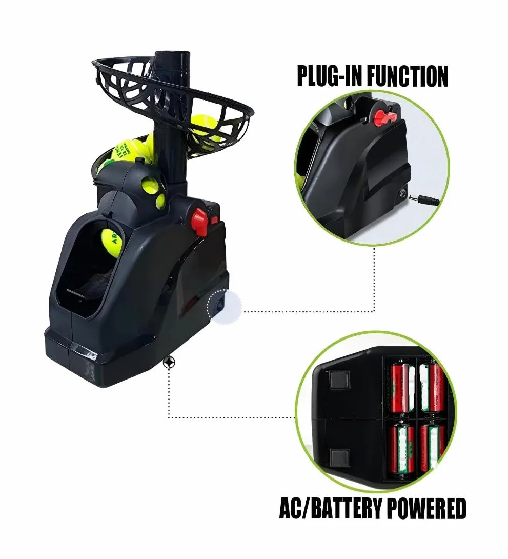 Set da Allenamento Tennis con Rete di Cattura 12 lb per Principianti, Bambini, Allenatori, AC/Batteria e Cavo USB