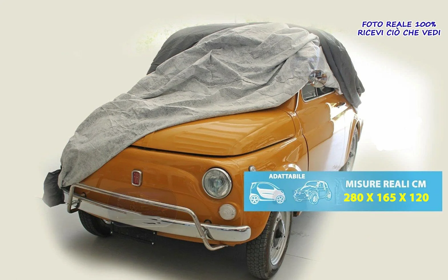 Copriauto Telo Felpato Copri Auto per 500 Epoca D - F - L - R dal 1957 in poi adattabile verifica le misure cm. 280 x 120 x 165 copertura impermeabile - 78559