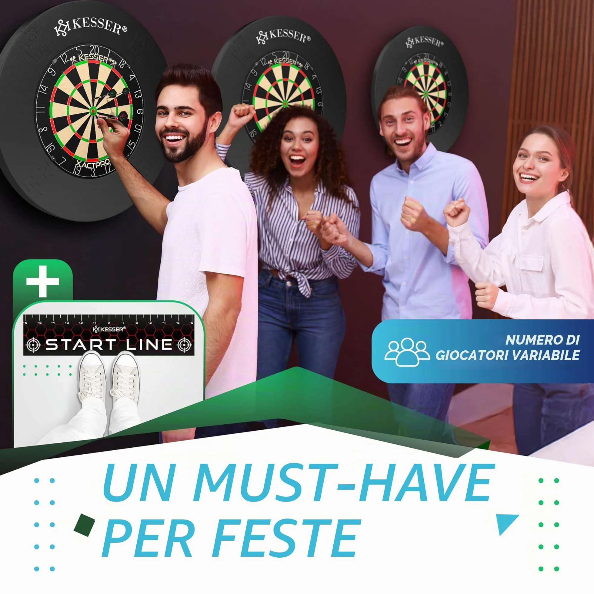 KESSER® Bersaglio in sughero professionale con 9 freccette in acciaio, set