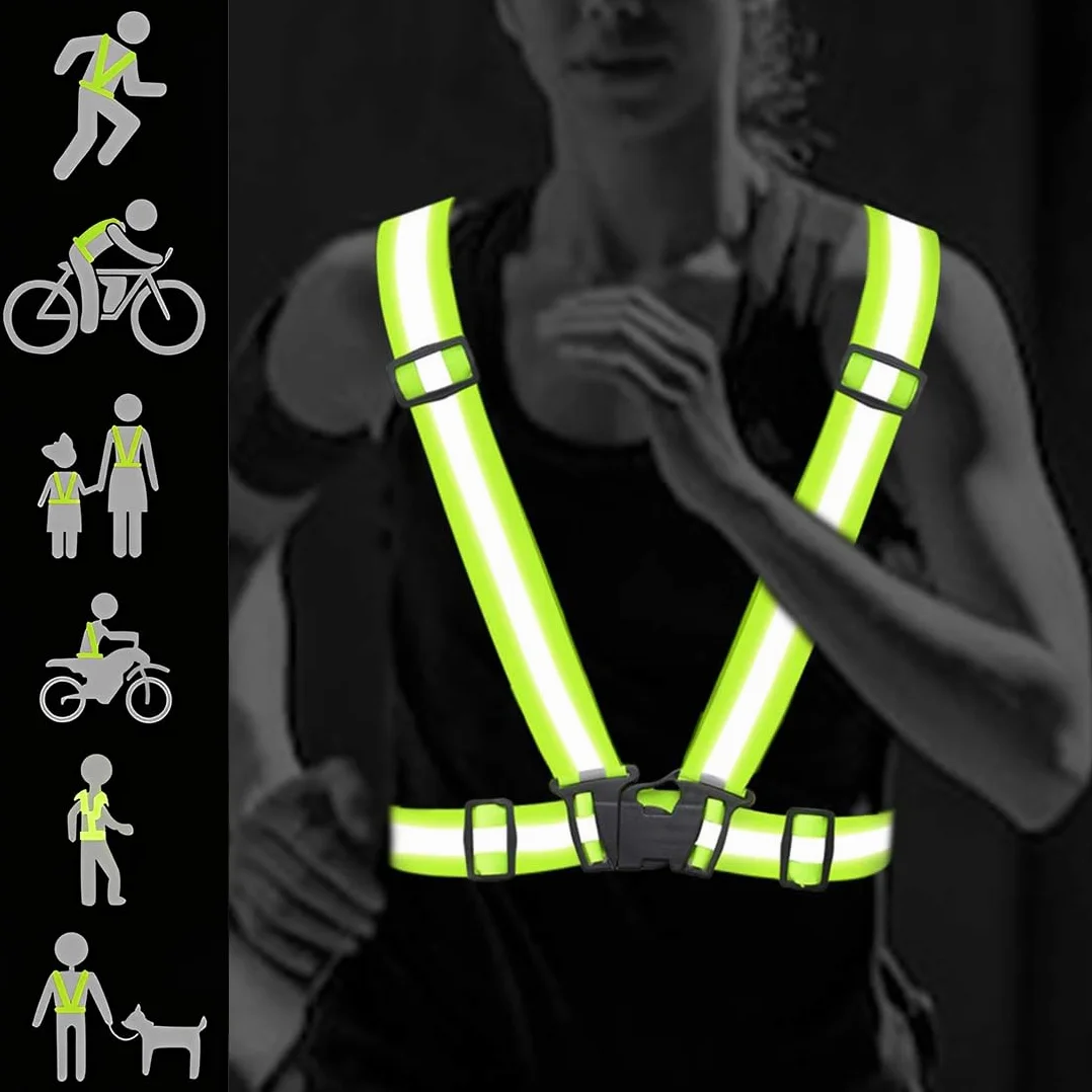Bretelle Catarifrangenti 2 Pezzi, Gilet Alta Visibilità Uomo Multiuso per Corsa Ciclismo Motociclismo