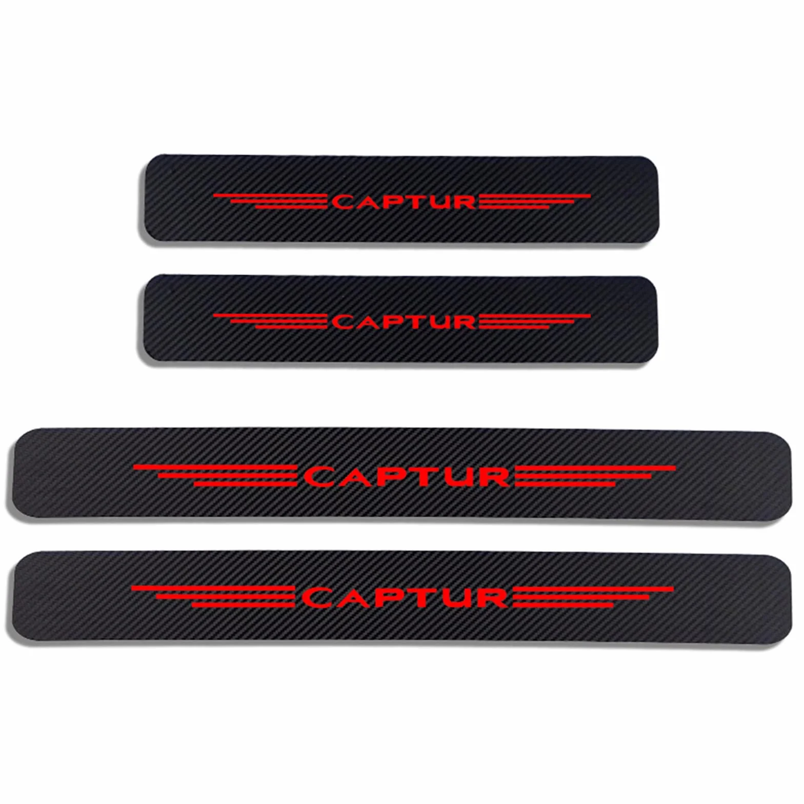 EAGLEG 4 Pezzi Fibra di Carbonio Battitacco per Auto Sticker, per Ren-Ault CAPTUR, Pellicola del Protezione Davanzale Portiera Auto Anti-Graffio Scuff Adesivi Decorativi Accessori,Red
