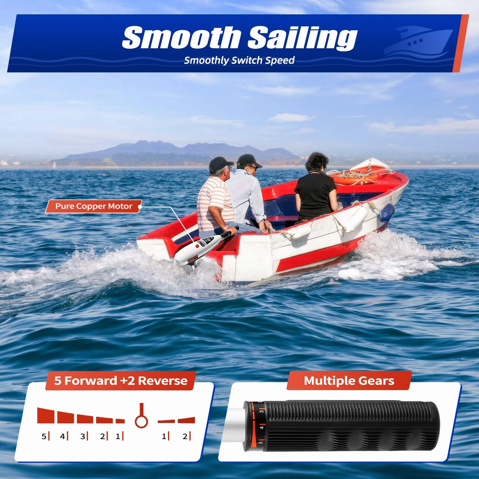 Motore Elettrico Fuoribordo 660W 12V 29,5KG 5 Marce Avanti 2 Indietro Capacità 600kg Altezza Regolabile