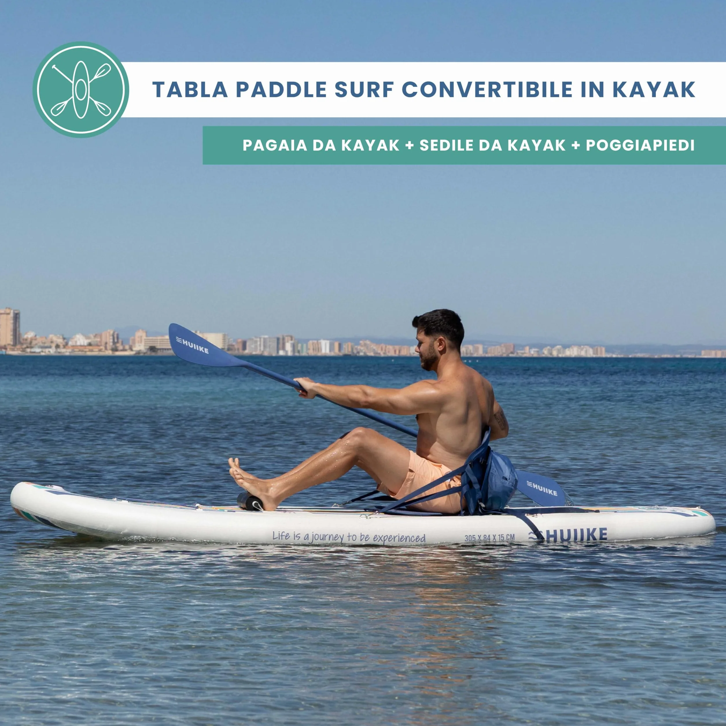HUIIKE Stand Up Paddle Board 305x84x15 cm Gonfiabile Adulti con Accessori, Carico Massimo 130 kg