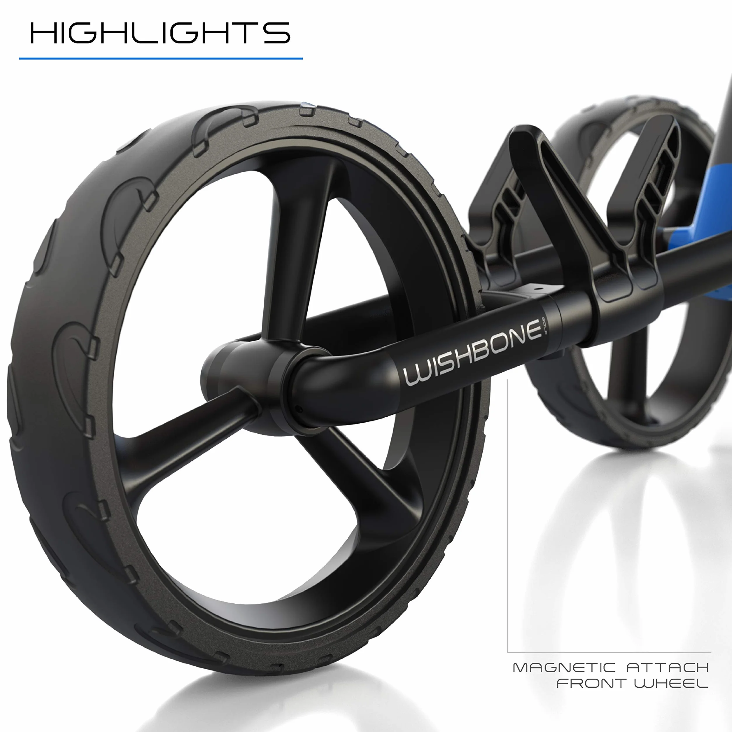 Wishbone ONE Megalight 3 Carrello da golf a 3 ruote Push-Pull Blu