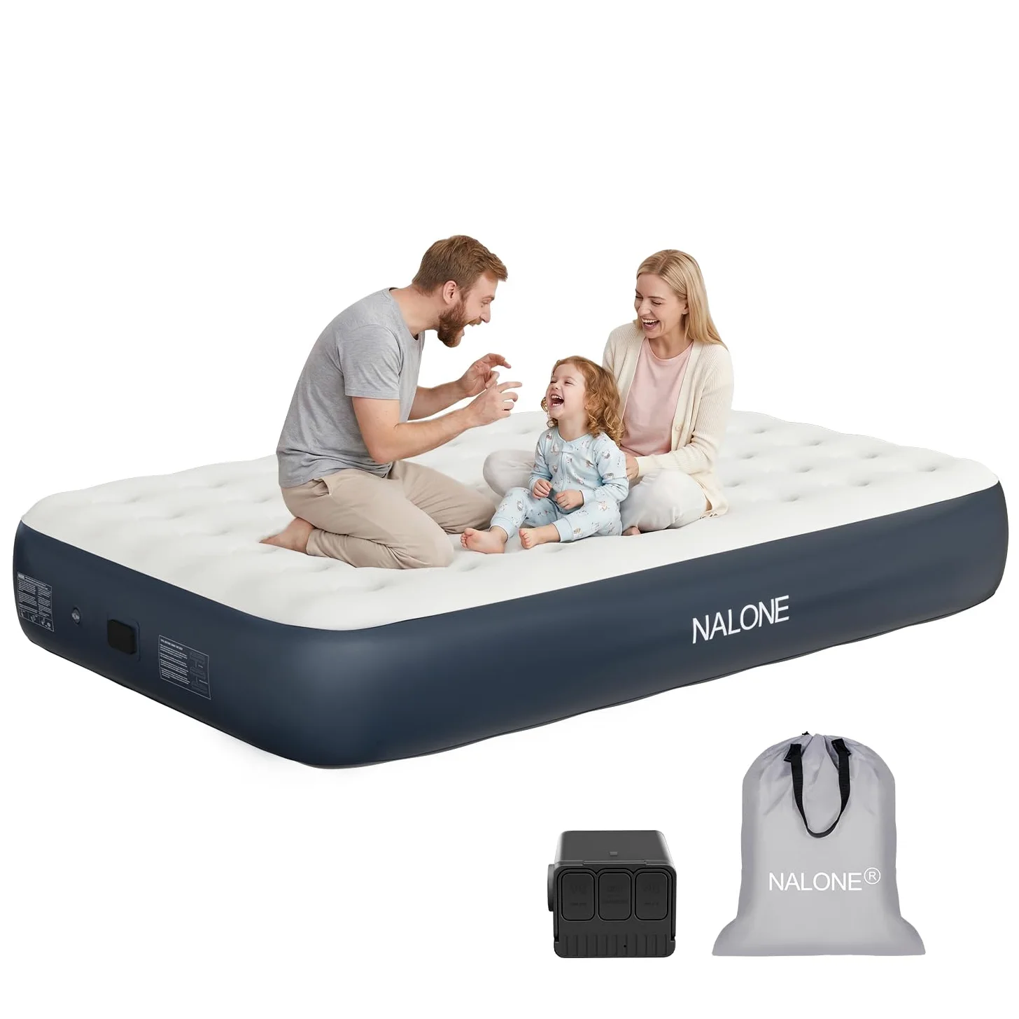 NALONE Materasso Gonfiabile Matrimoniale Con Pompa Integrata 191x137x33cm, Letto Gonfiabile Matrimoniale Autogonfiante, Materasso Per Campeggio e Letto Ospiti