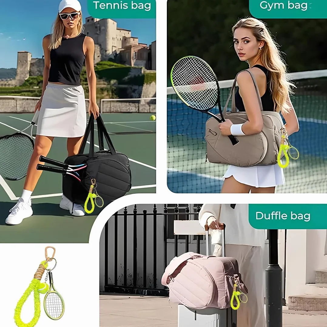 Portachiavi Tennis in Metallo, Portachiavi Mini per Racchetta da Tennis, Regalo Sportivo