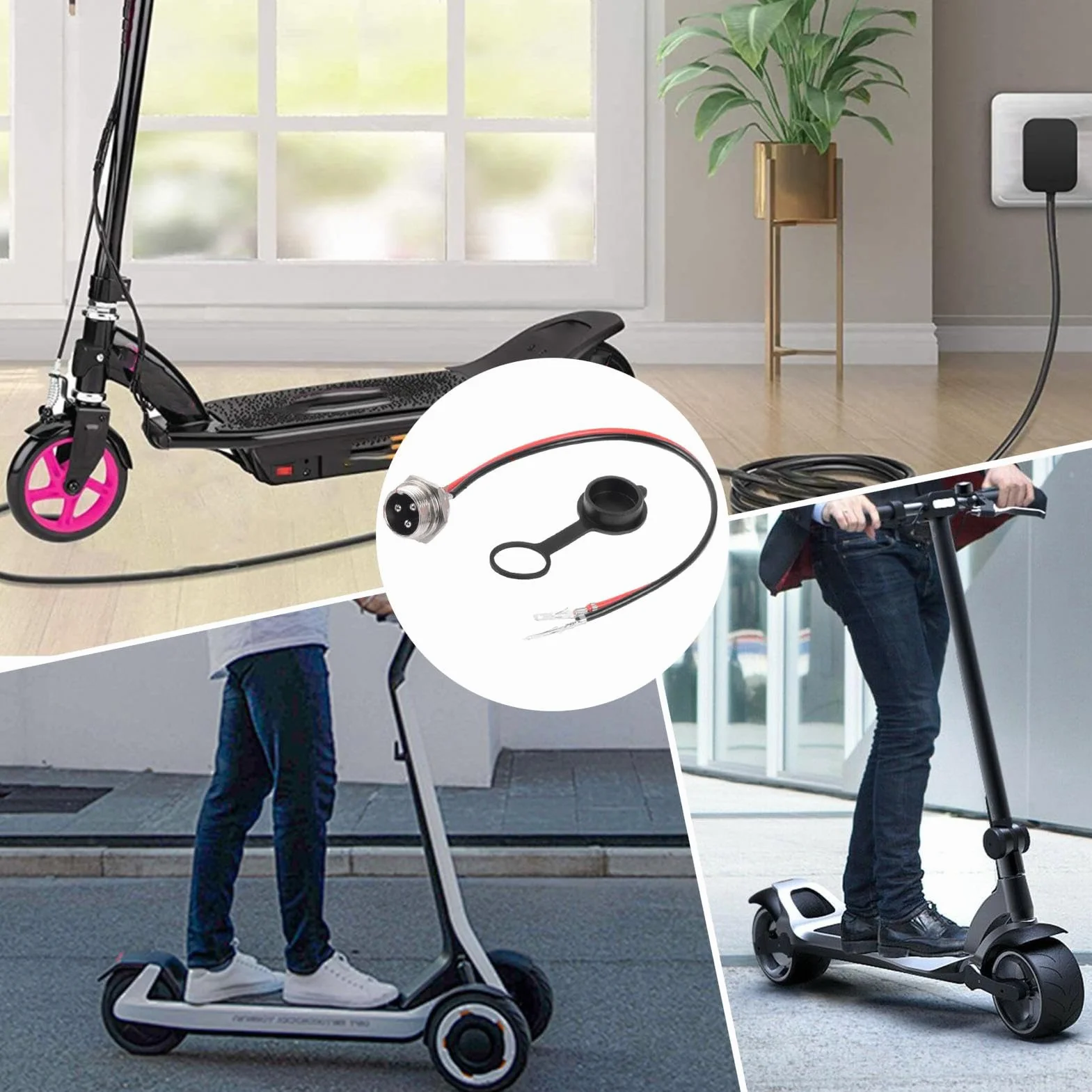 Porta di ricarica scooter presa legata adattatore sigillato a prova di polvere Tappo aviazione rotondo 3 pin per caricabatterie veicoli elettrici