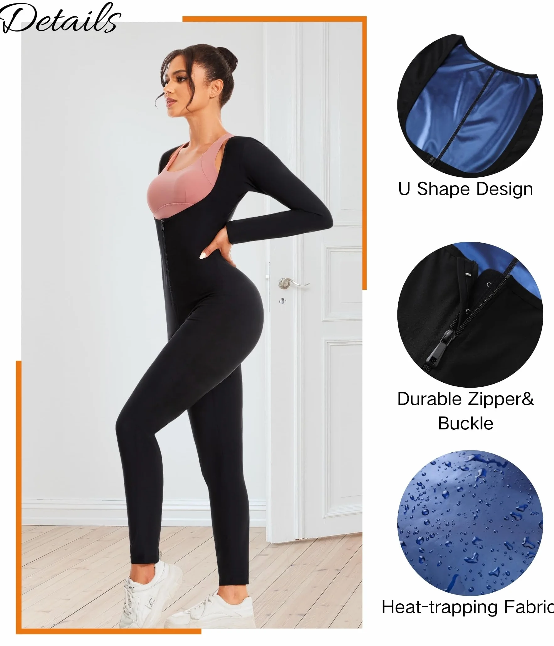 Tuta da sauna donna maniche lunghe dimagrante modellante allenamento