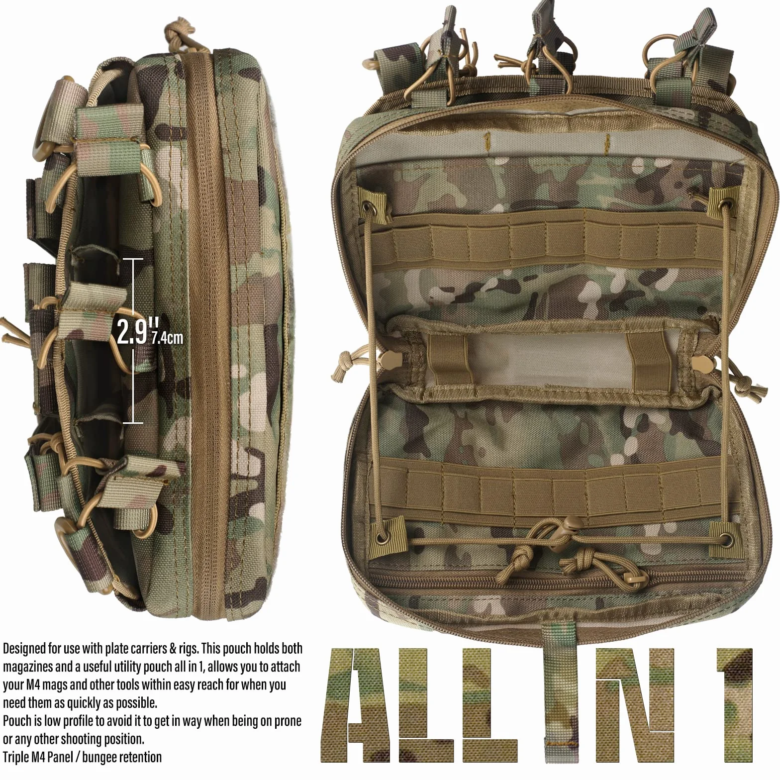 Wynex Custodia Tattica Admin Pouch per Porta Caricatori 5.56，Molle Tasca Utility Militare Borsello Tattico Tasche Tattiche softair per HK416 M4 M16