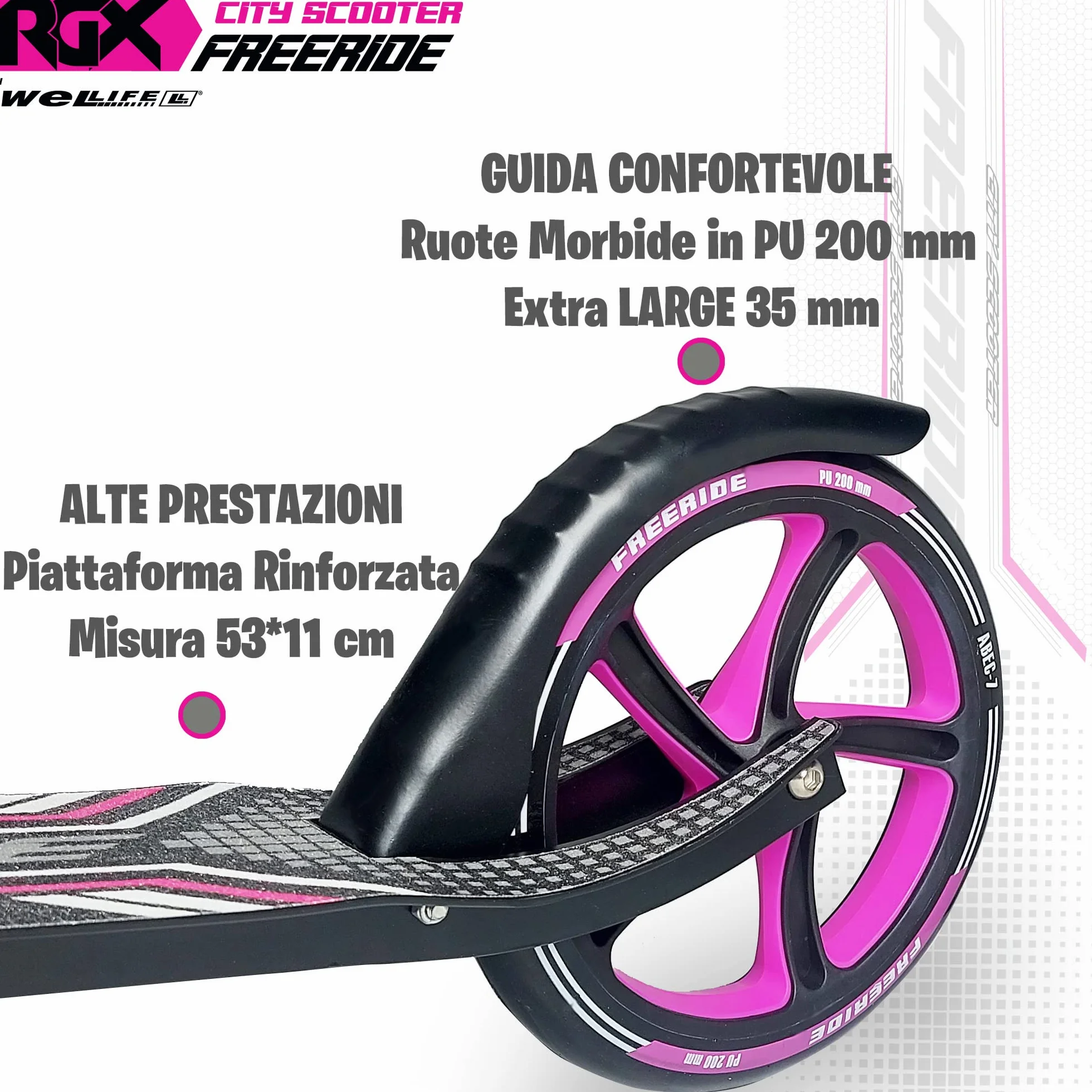 Monopattini Freeride RGX 200mm Sospensione Anteriore Pieghevole per Adulti e Bambini