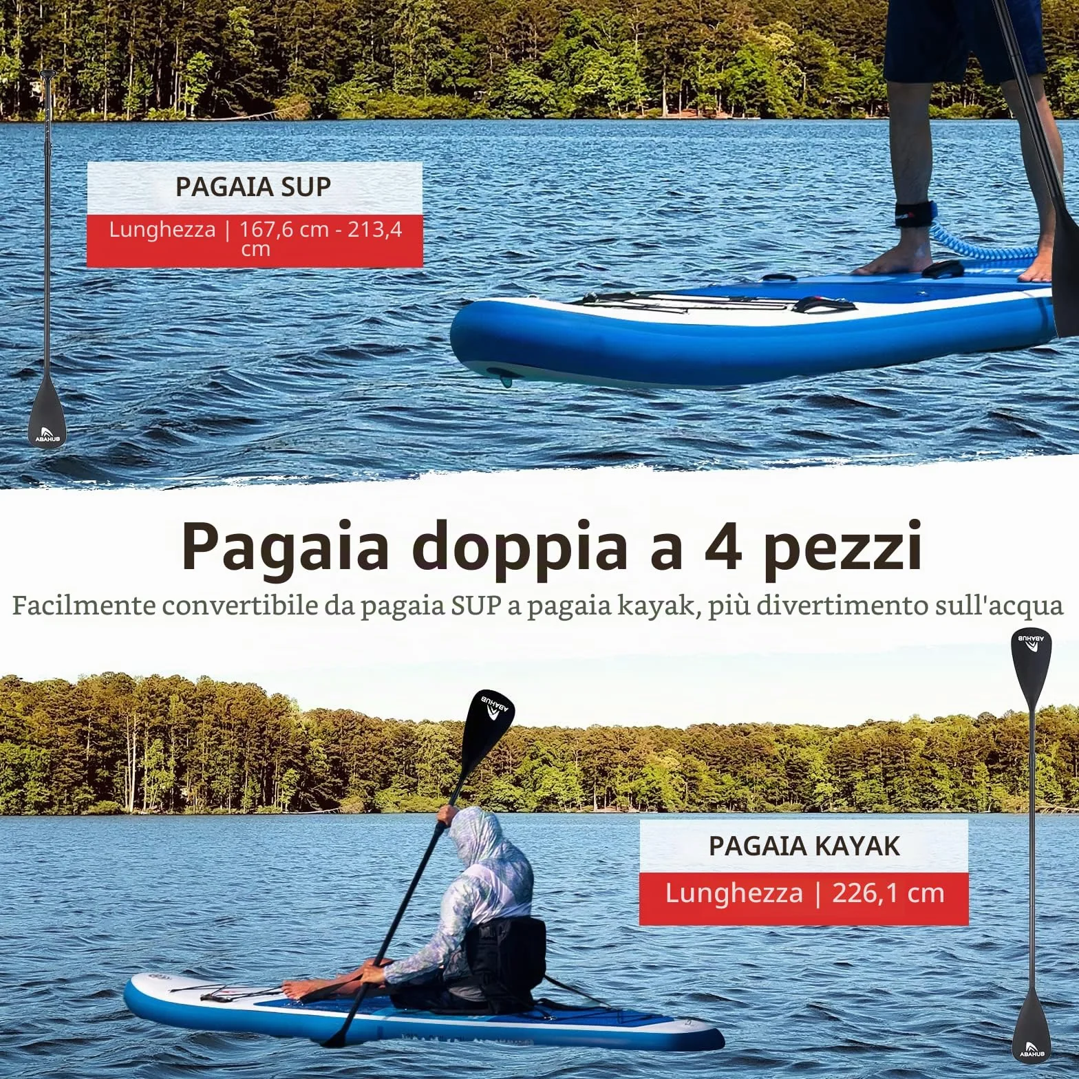 Abahub Tavola SUP Gonfiabile Set Tavola Stand Up Paddle Sedile Kayak, con Pagaia in Alluminio Regolabile, per Kayak, Yoga, Pesca 320x 78/84x 15cm