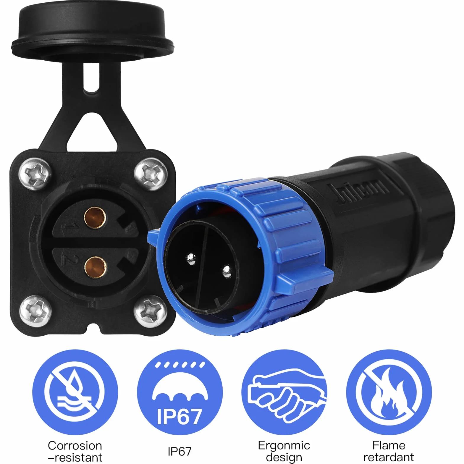 Set di Prese per Motore Pesca a Traina 12V/24V/36V/48V Connettore Alimentazione CC Impermeabile Barche Marine 2 Pezzi