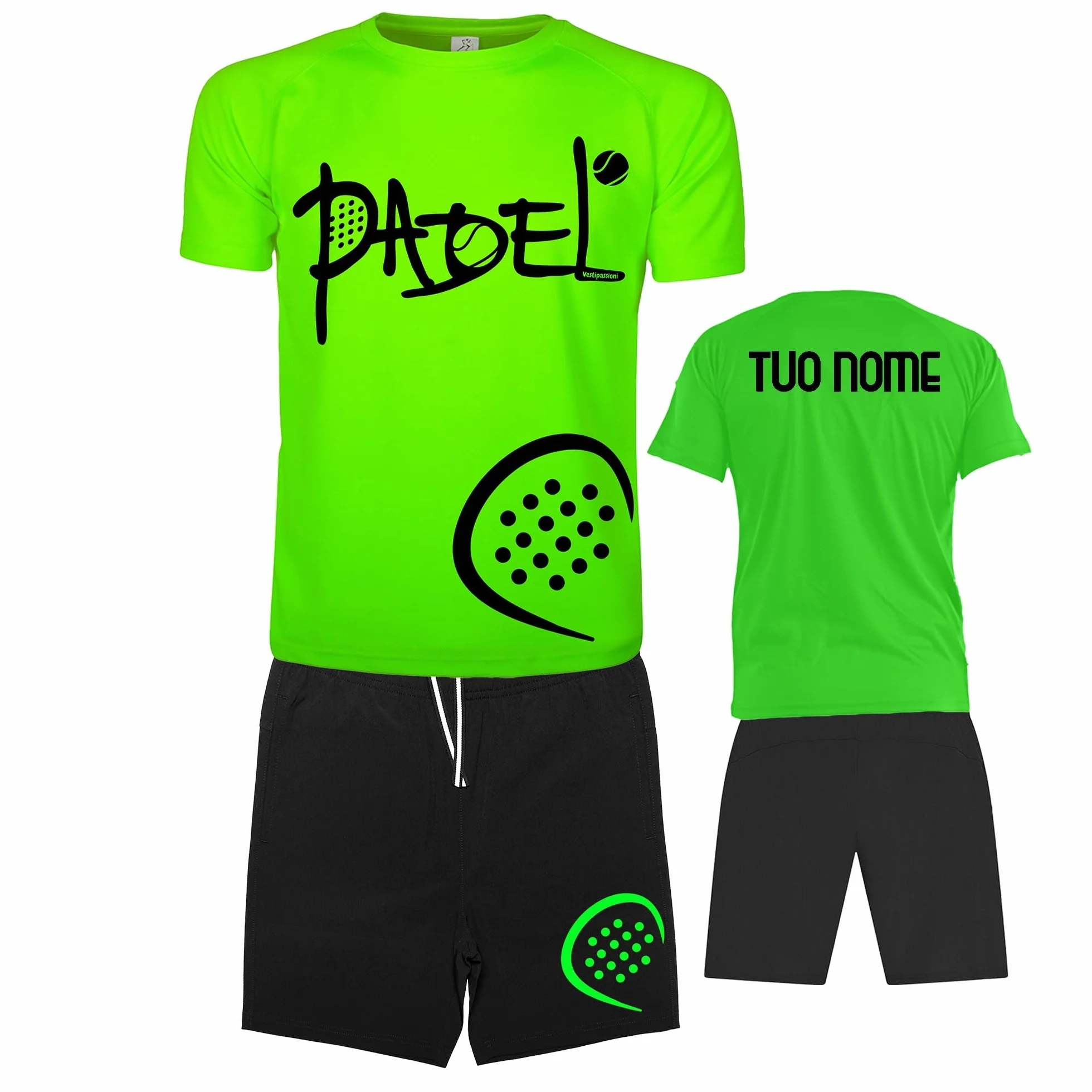 Completo Padel Uomo Traspirante con Tasche, Abbigliamento Padel Made In Italy