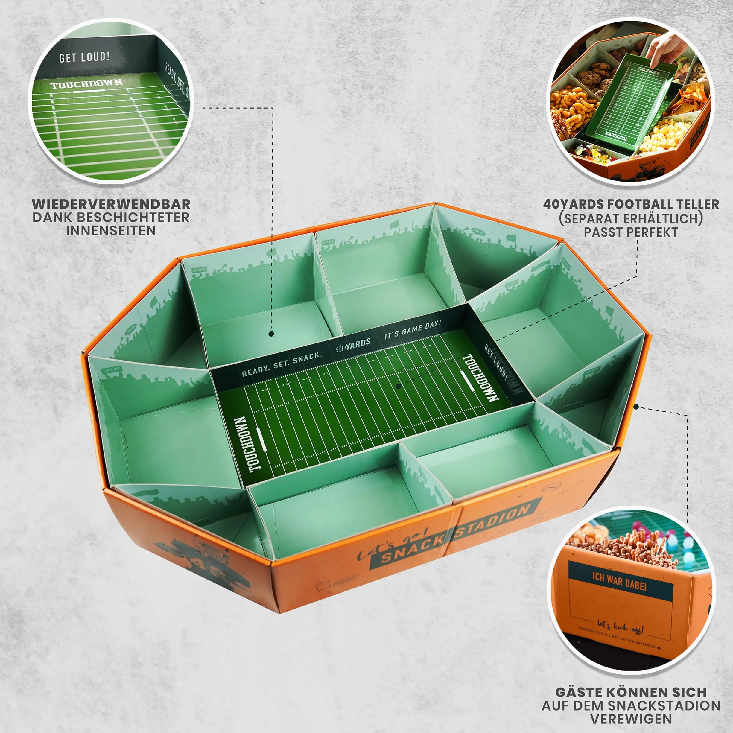 Snack Stadium da Football Americano Grande XXL 61 x 43 cm Decorazione Regalo Riutilizzabile