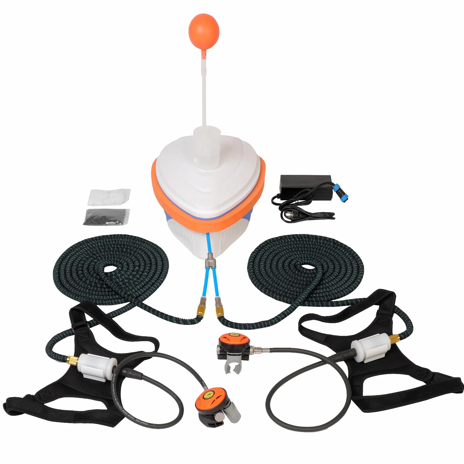 Sistema di Immersione Subacquea, Supporta 2 Subacquei, Ventilatore per Immersioni, Sistema di Immersione con Tubo da 18 m, Hookah Snuba con Serbatoio, 5-6 Ore