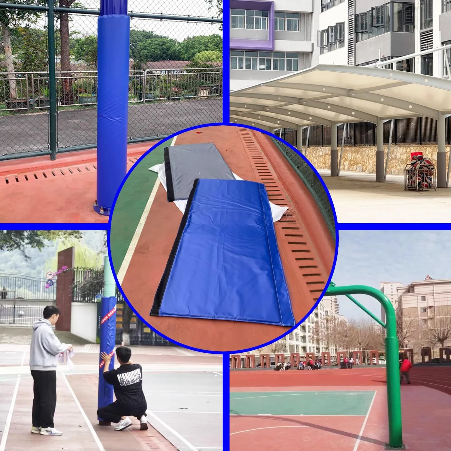 Cuscino Per Palo Di Basket Imbottiture per Pali 11-22 cm, Protezioni Resistenti alle Intemperie, Blu, Dia 220mm