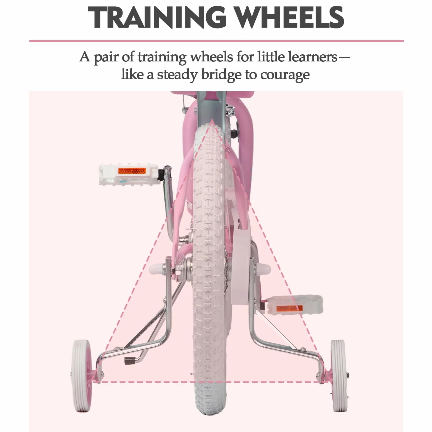 Bicicletta per Bambini 12 Pollici, Stile Principessa con Cestino e Rotelle di Supporto, Rosa