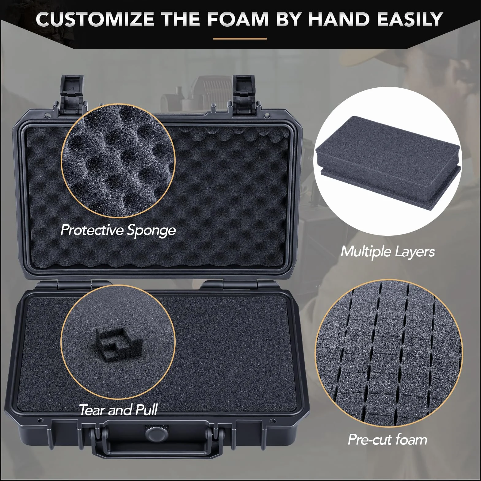 Lykus HC-2710 Custodia Valigia Case impermeabile con schiuma 27x16x8 cm per piccola elettronica