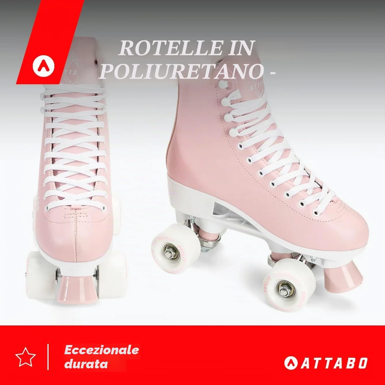 ATTABO Serena Pattini a rotelle da donna Regolazione taglia EU ABEC-3 Lama in alluminio Tomaia in pelle 82A 36-41EU