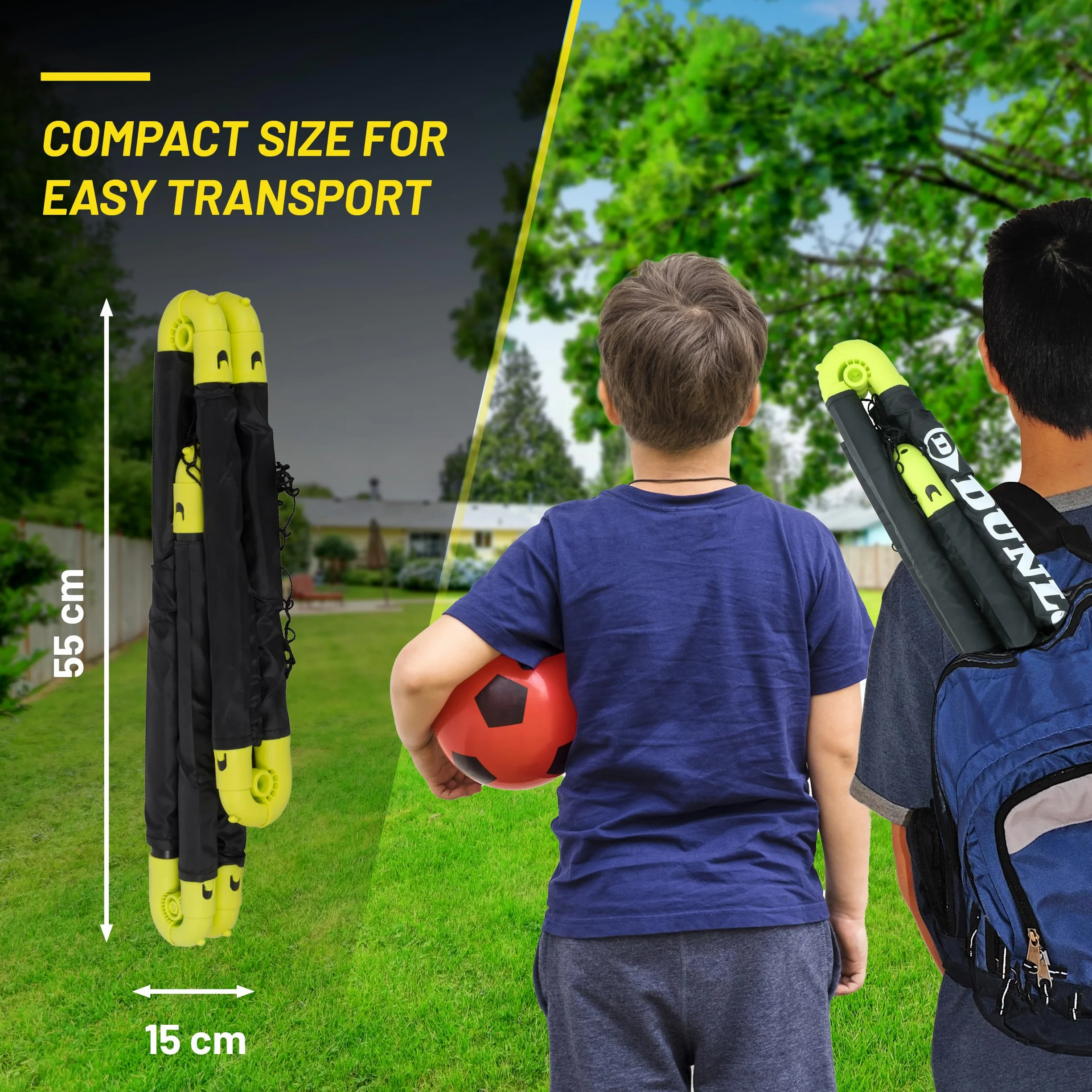 Dunlop Porta da calcio 50 x 44 x 44 cm Set di 2 Mini porta pieghevole Nero Giallo