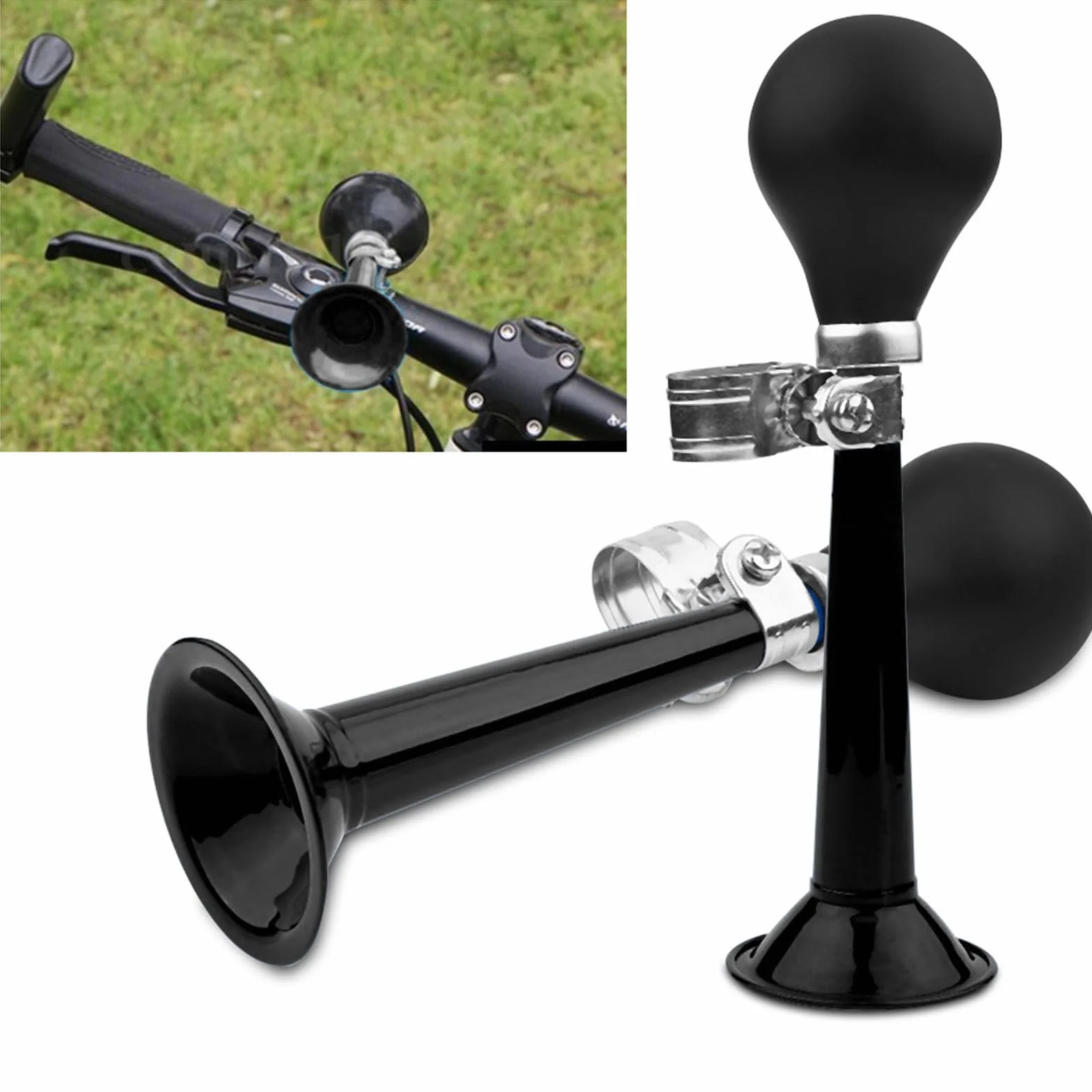 Clacson per Bici Classico Tromba D'aria 2,2 Pollici Air Horn in Gomma per Manubrio Bicicletta