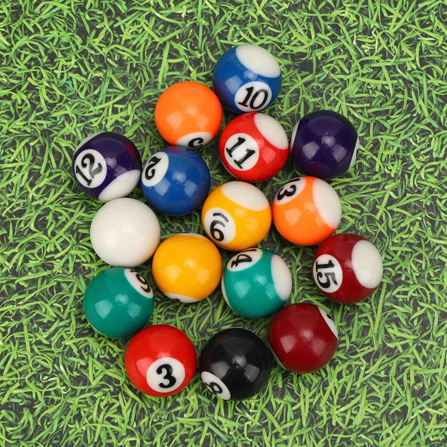Set di 16 Palline da Biliardo in Resina, Mini Palline Numerate e Bianca per Giochi, Bar