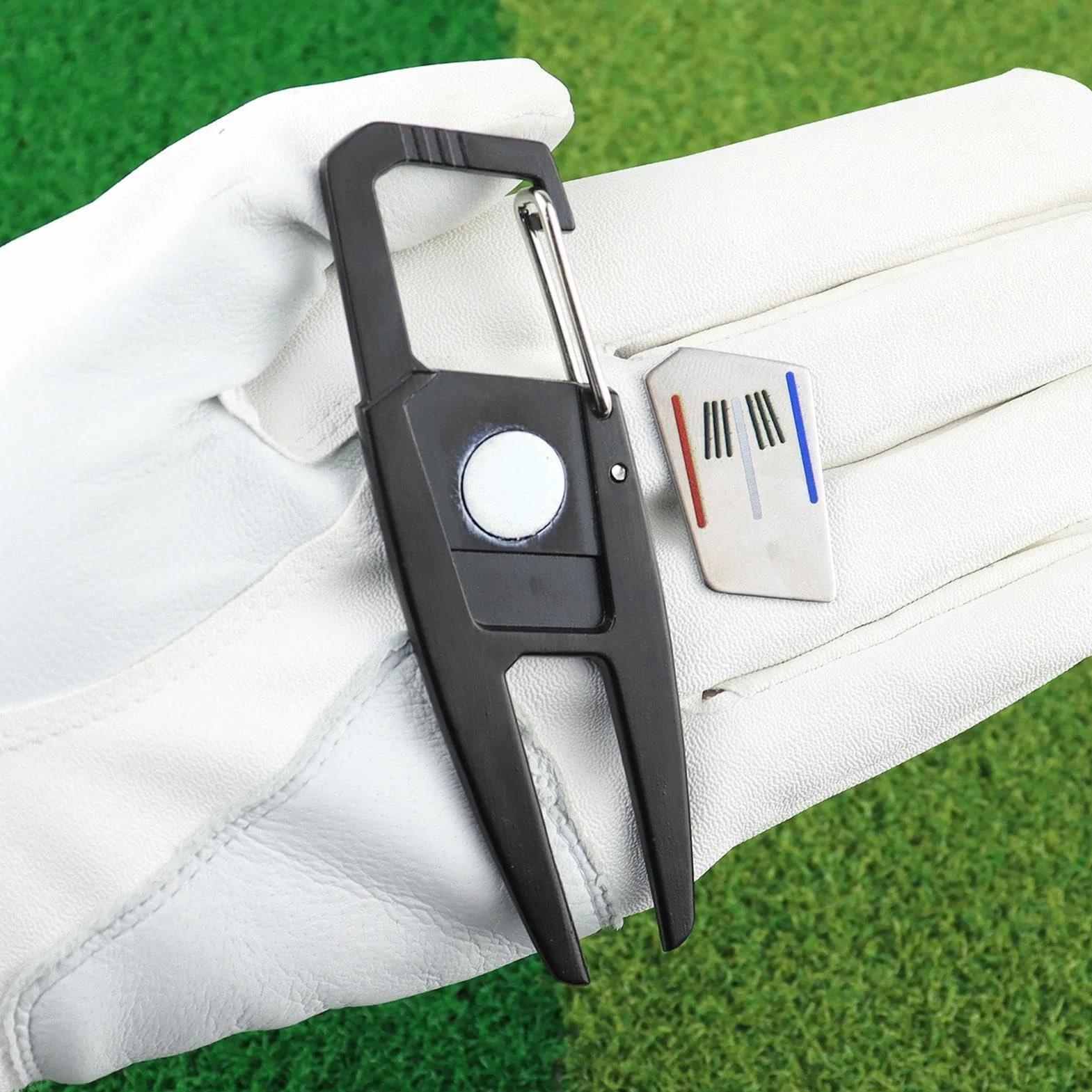 Metal Golf Divot Repair Tool – Green Pitchfork Grass Patch Marker