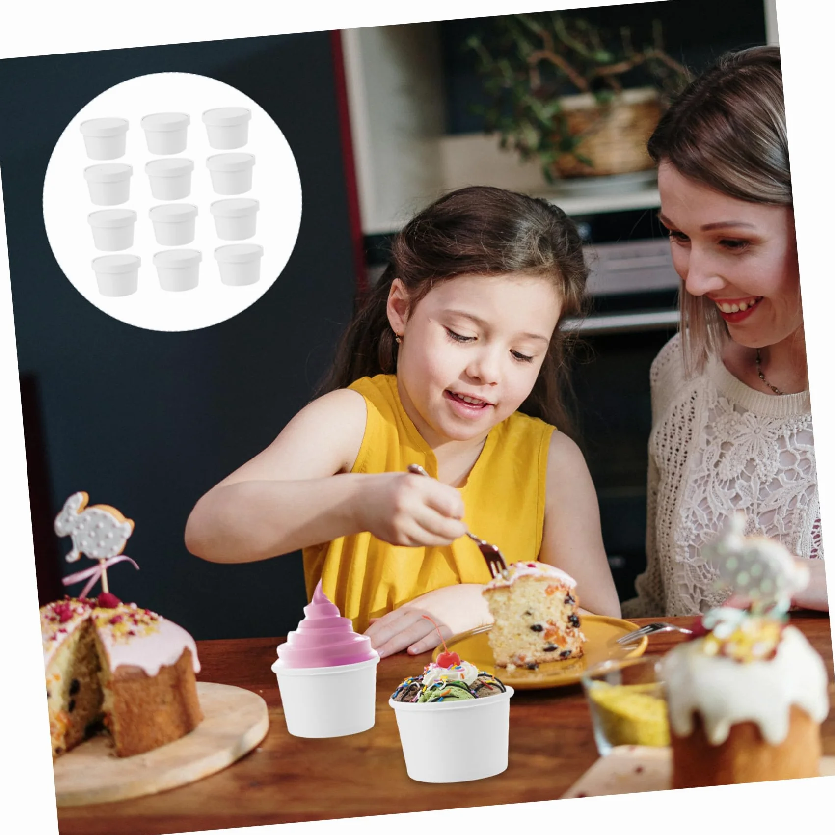 Mikinona Set 25 Bicchieri e Coperchi per Gelato da 8 Oz, Carta Alimentare