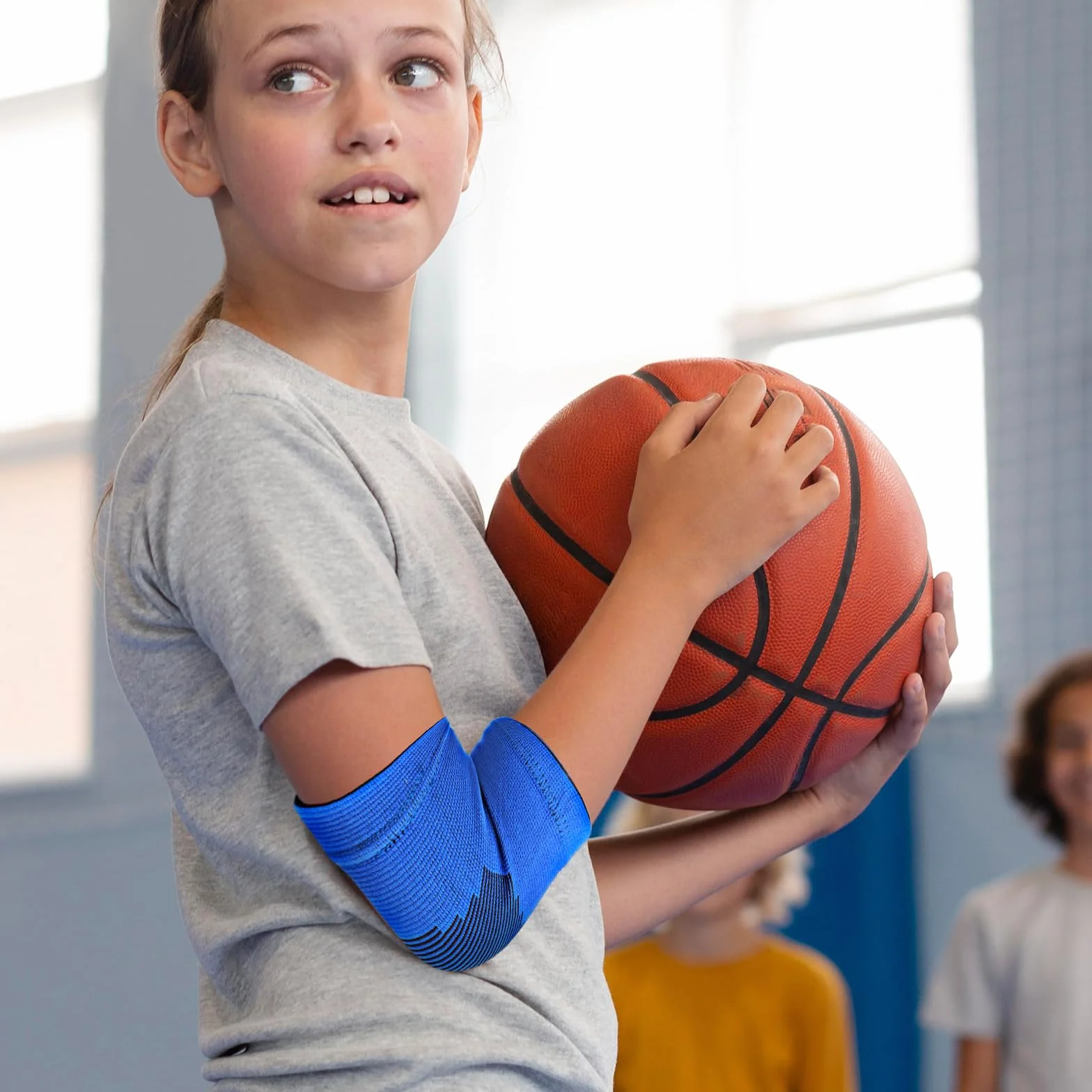 Sibba 2 Paia Gomito Bambini Compressione Palestra Braccio Traspirante Pallavolo Basket Tennis Sollevamento Pesi Sport
