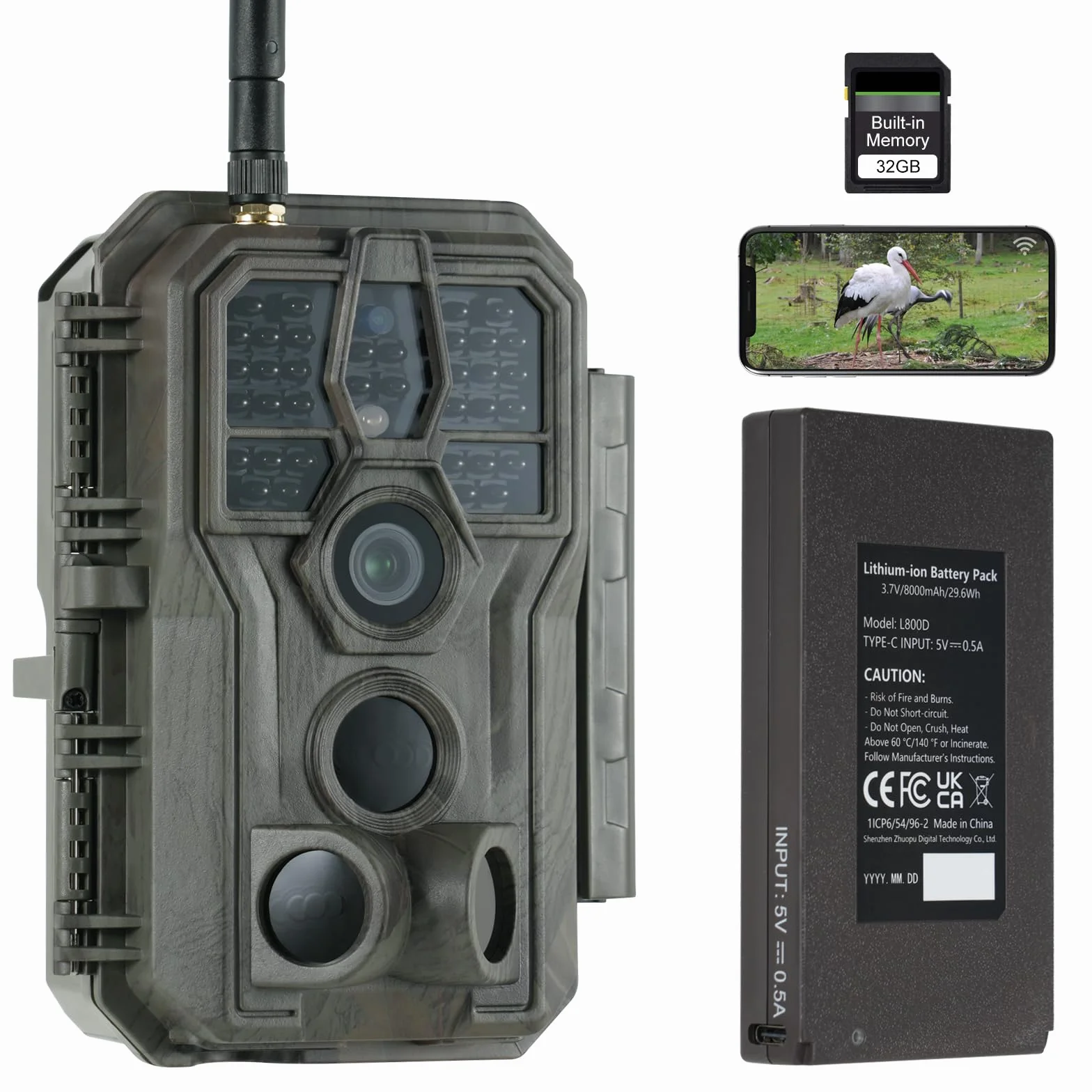 GardePro E8P Max Fotocamera da Caccia WIFI 8000mAh 64MP 1296P Visione Notturna