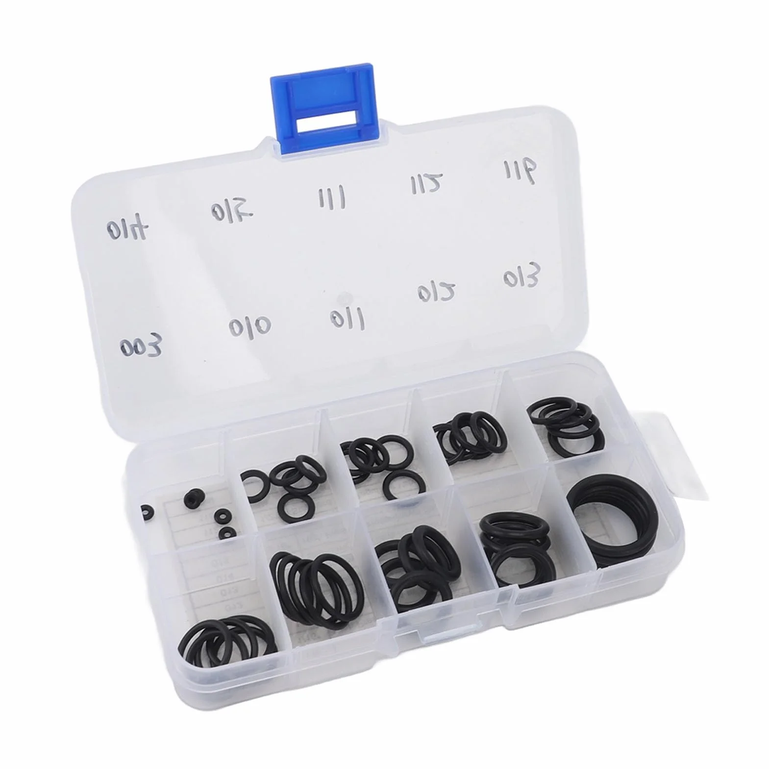 Kit O-ring per Immersione 50 Pezzi Plastica Duro 10 Dimensioni Scatola Trasparente Snorkeling Surf Subacqueo