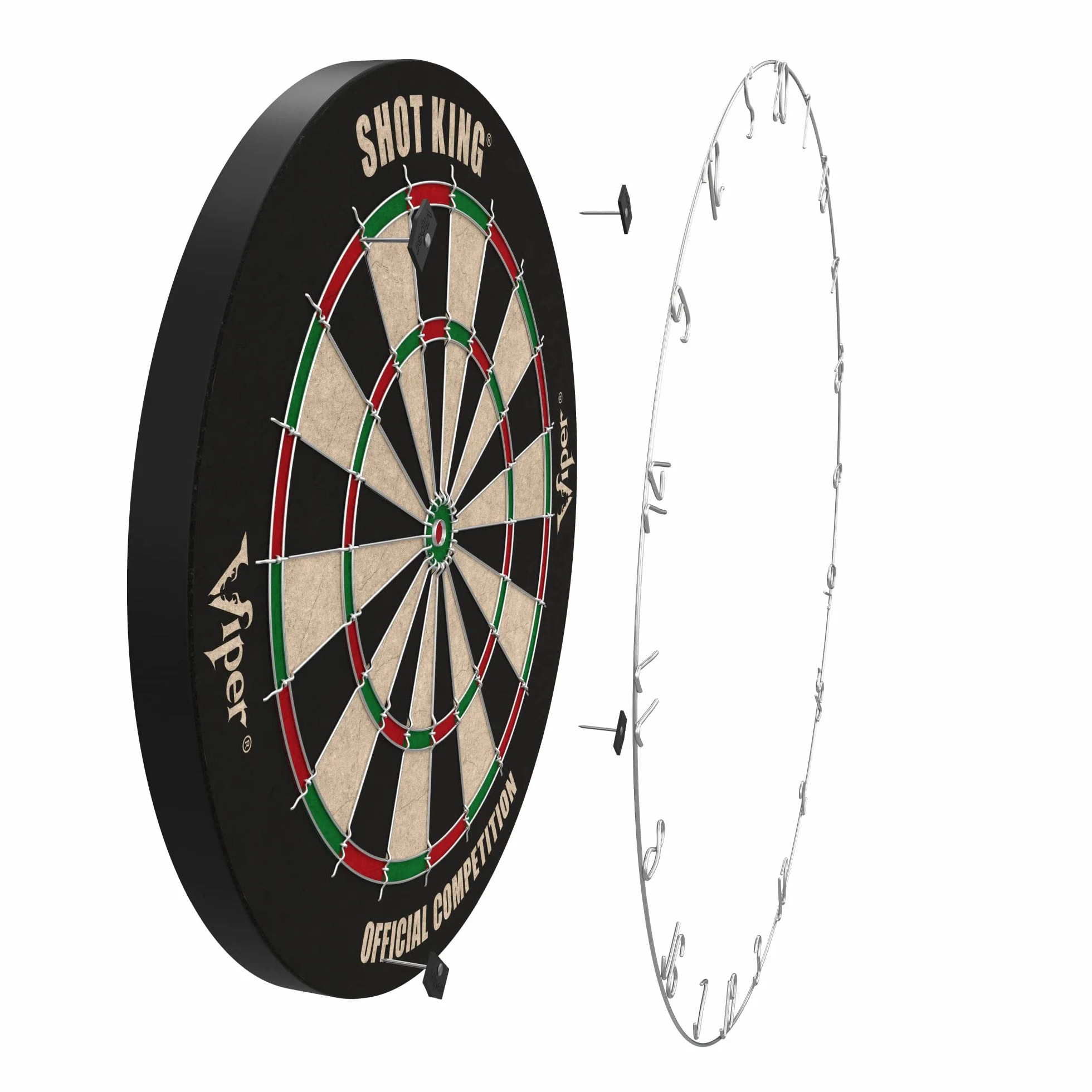 Shot King Regulation Set di bersagli con punta in acciaio 45,1 cm 6 freccette nero