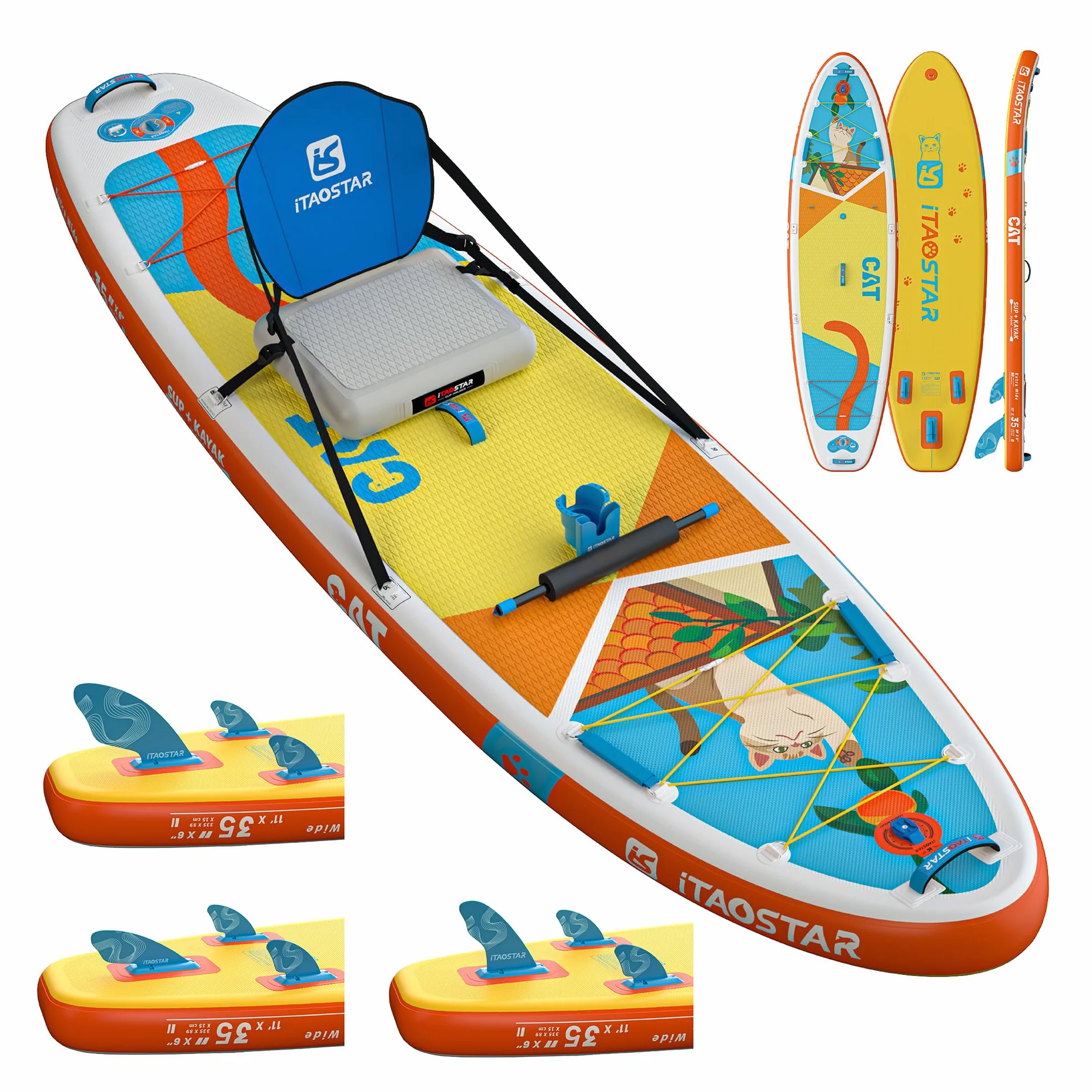 iTAOSTAR Tavola gonfiabile SUP 11'10'15,2 cm con pala Adj, copertura EVA antiscivolo, zaino 120 L